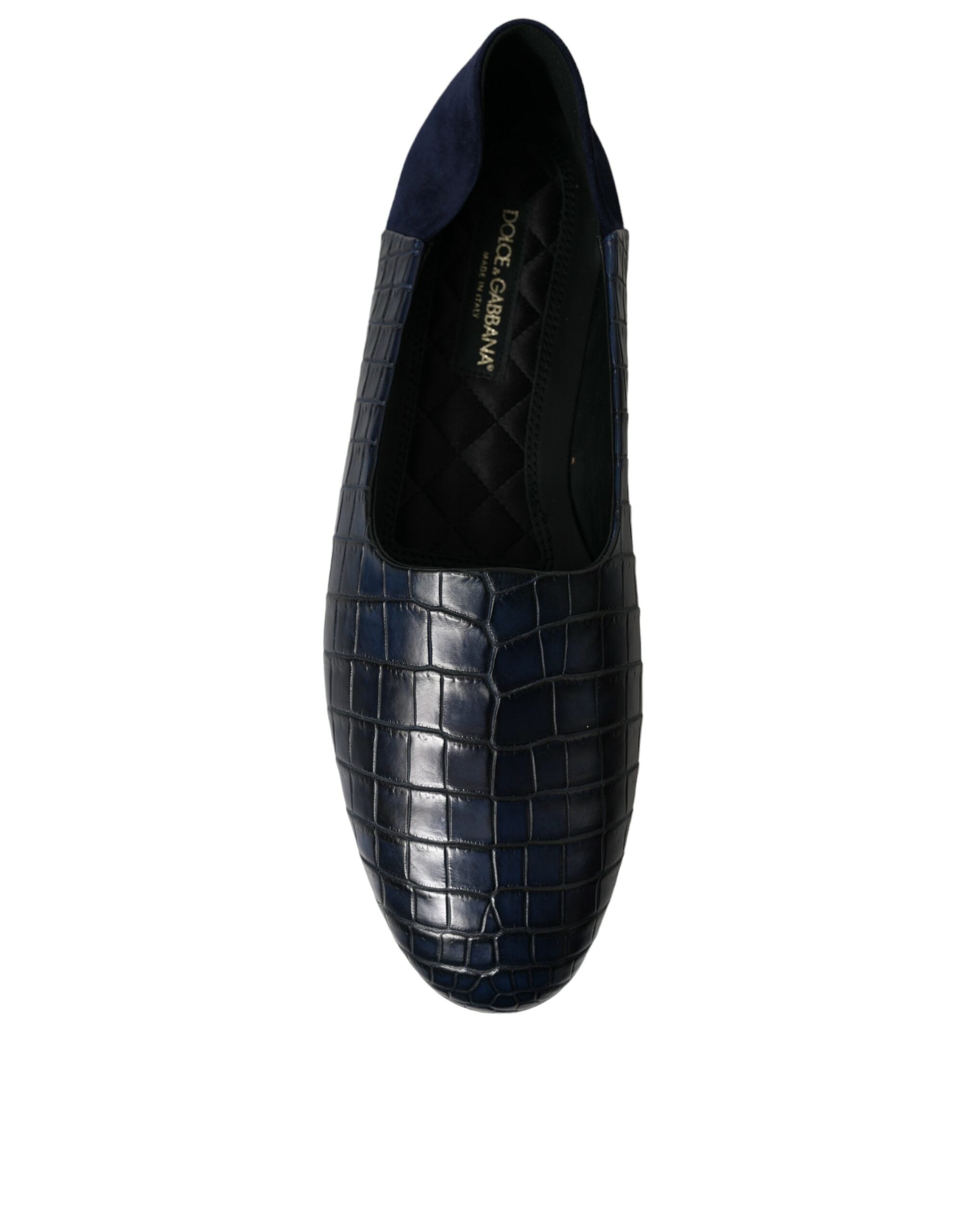 Blauwe krokodillenleren loafers instappers