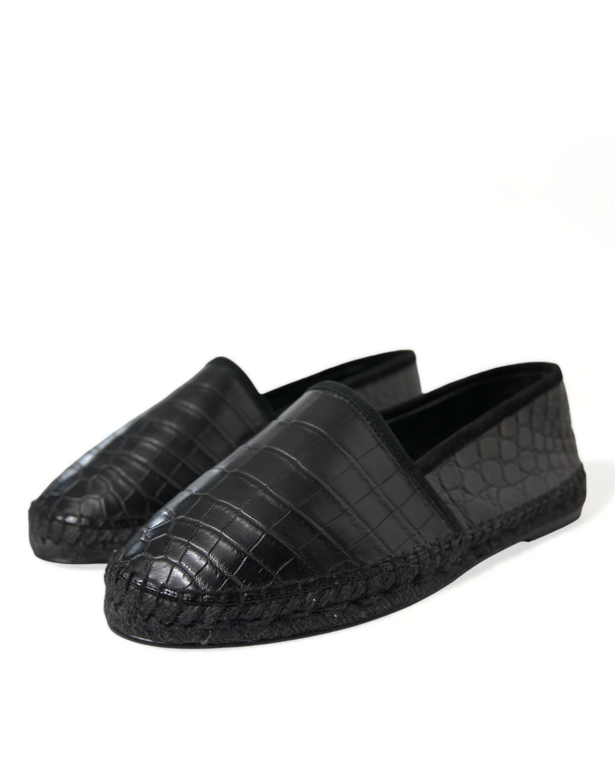Zwarte exotische leren espadrilles instappers