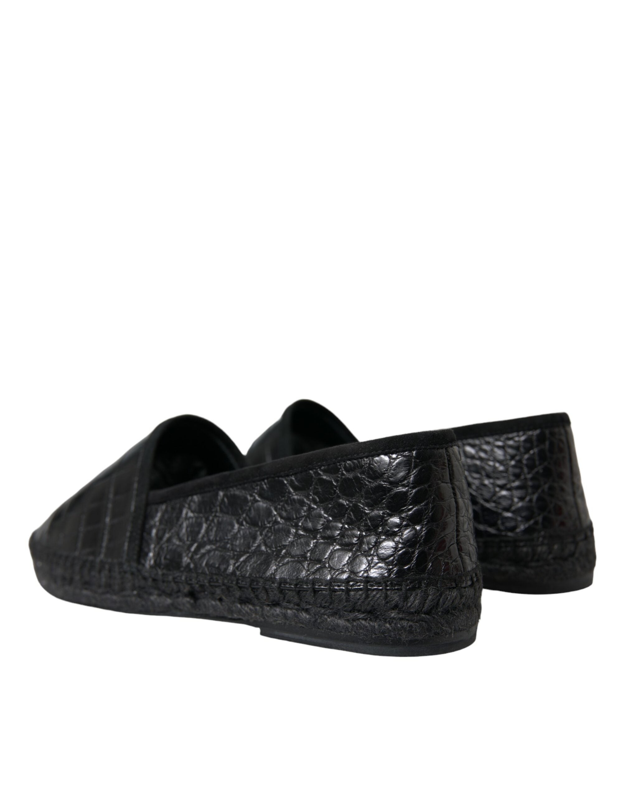 Zwarte exotische leren espadrilles instappers