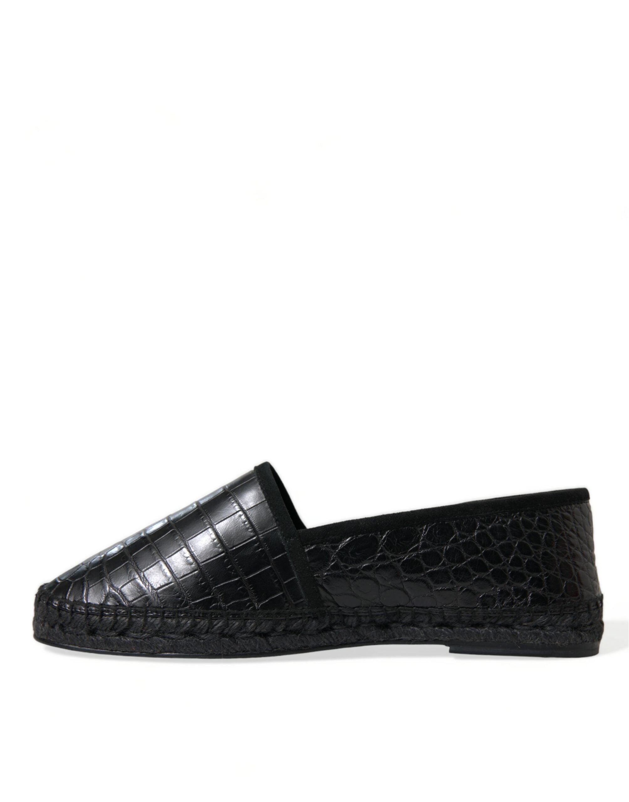 Zwarte exotische leren espadrilles instappers