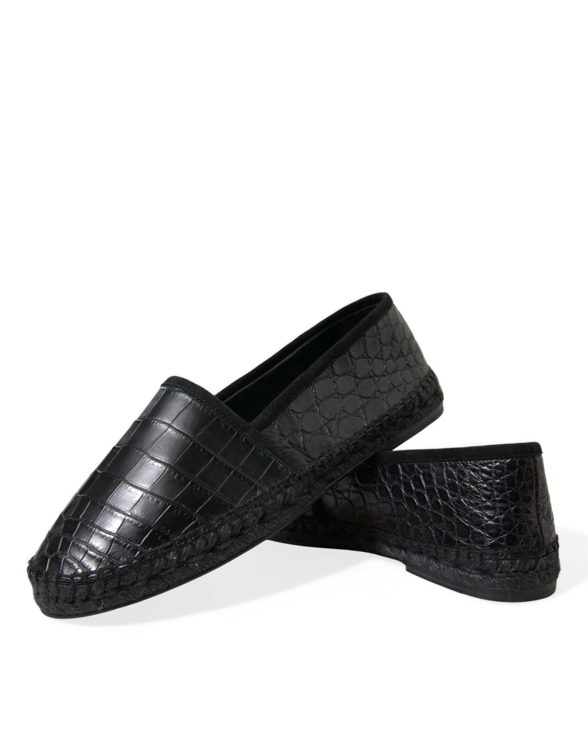 Zwarte exotische leren espadrilles instappers