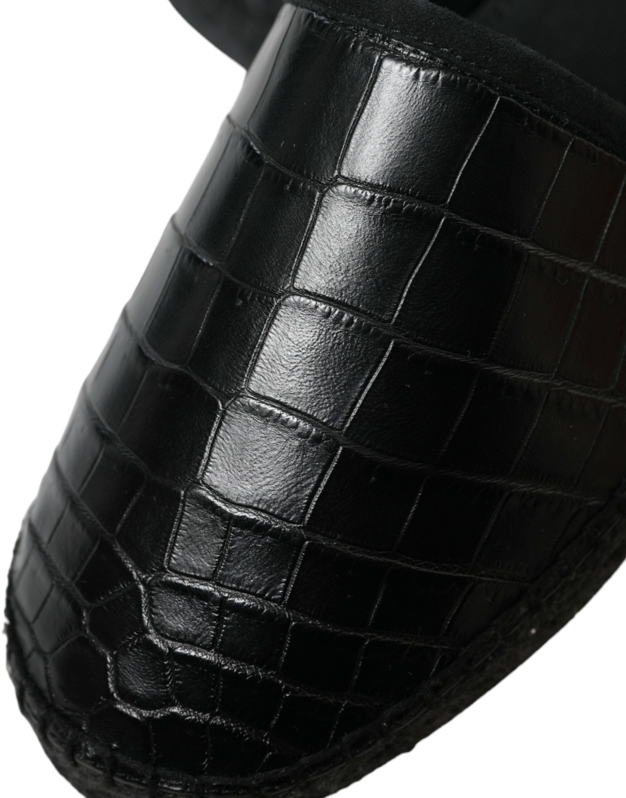 Zwarte exotische leren espadrilles instappers
