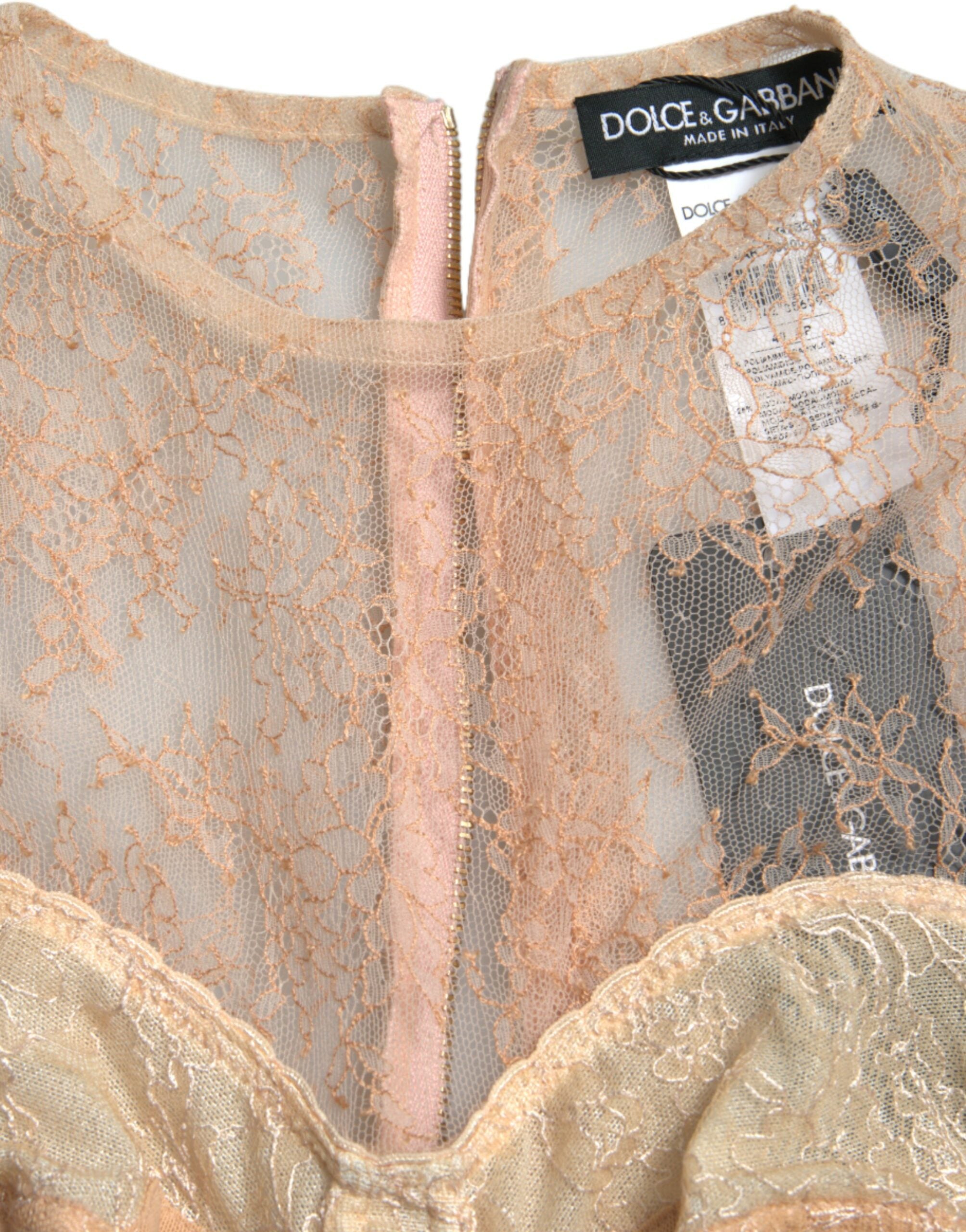 Beige nylon bloemenkant bustier cropped top