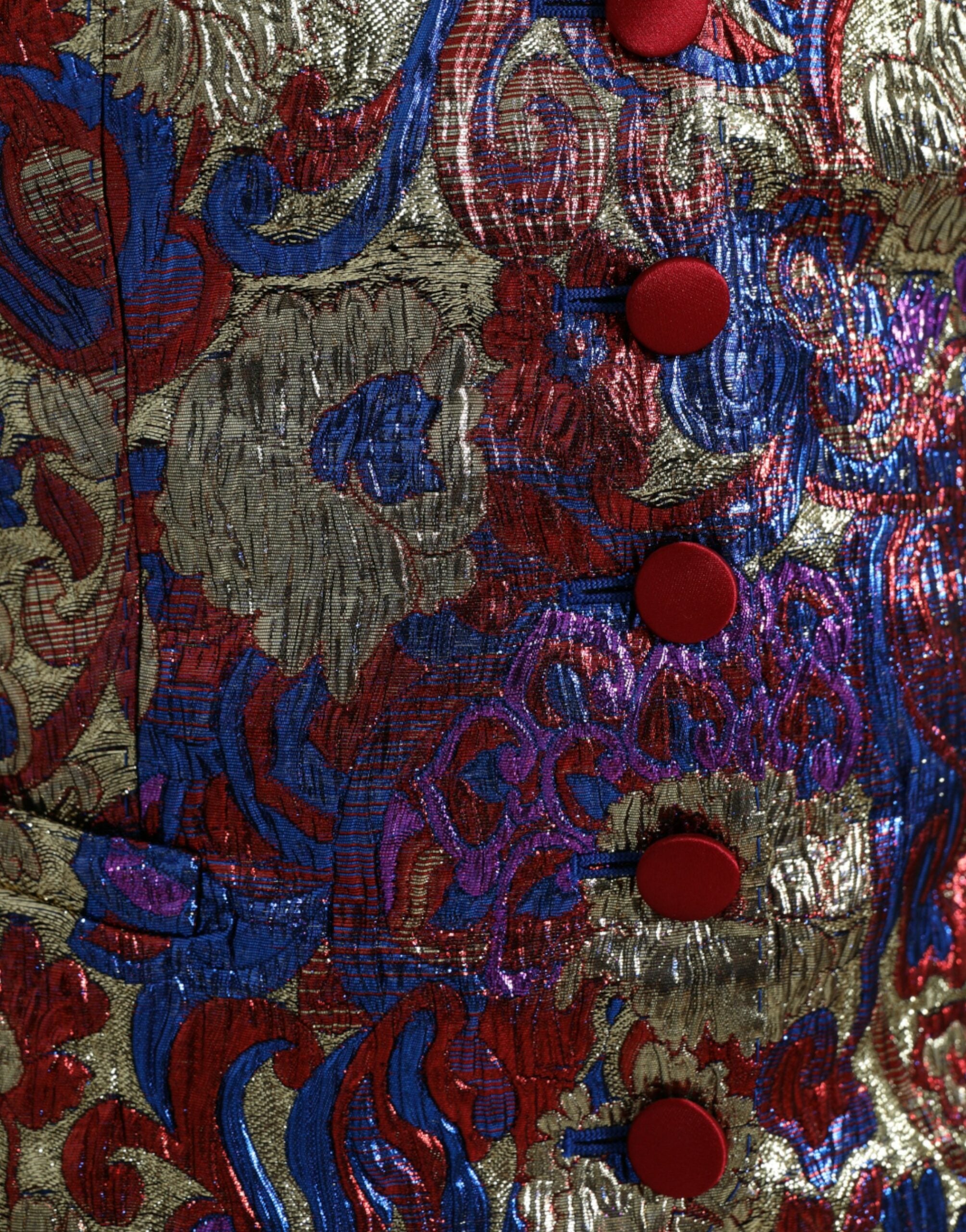 Veelkleurige jacquard-vesttop met knopen