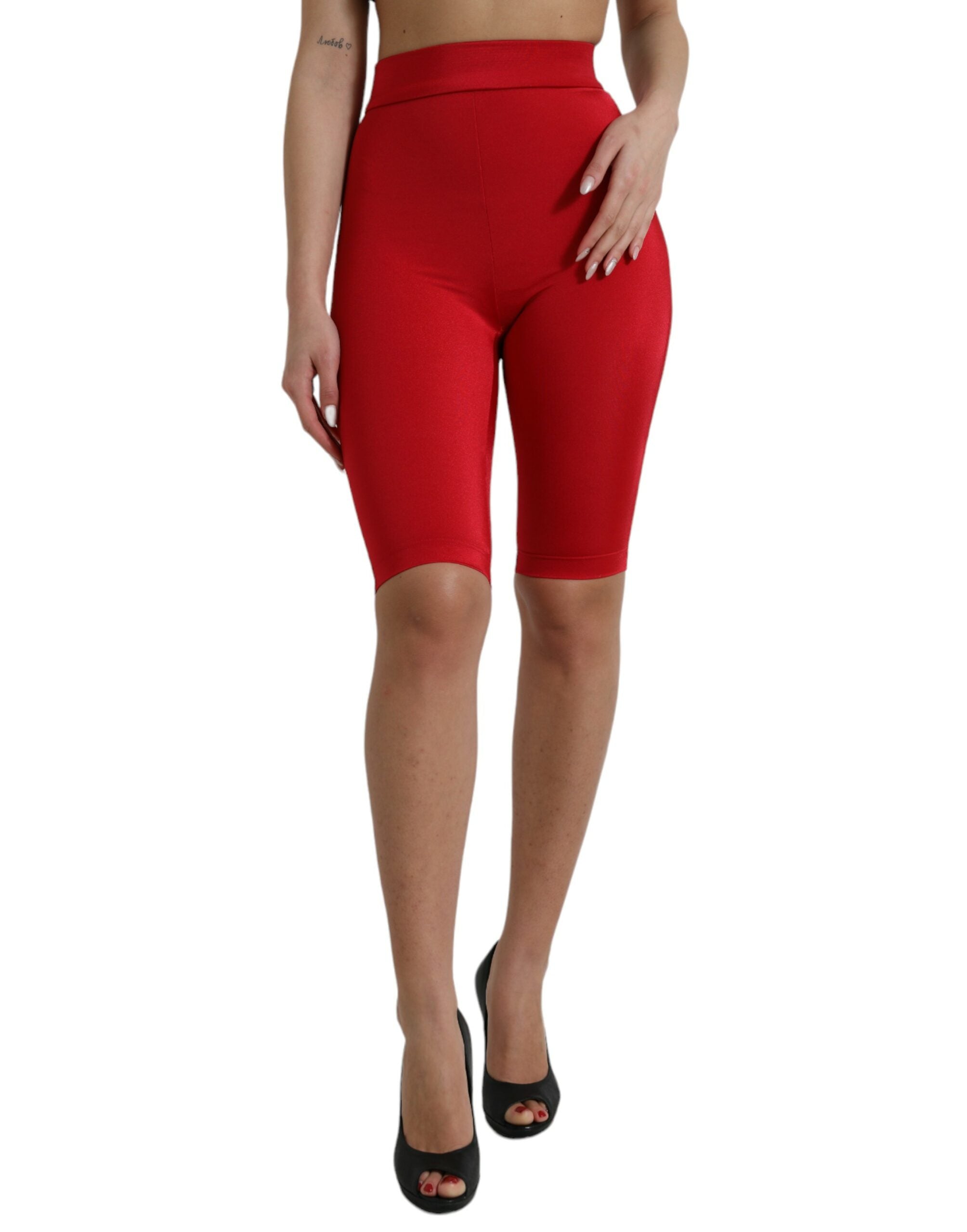 Rode stretch hoge taille cropped legging broek
