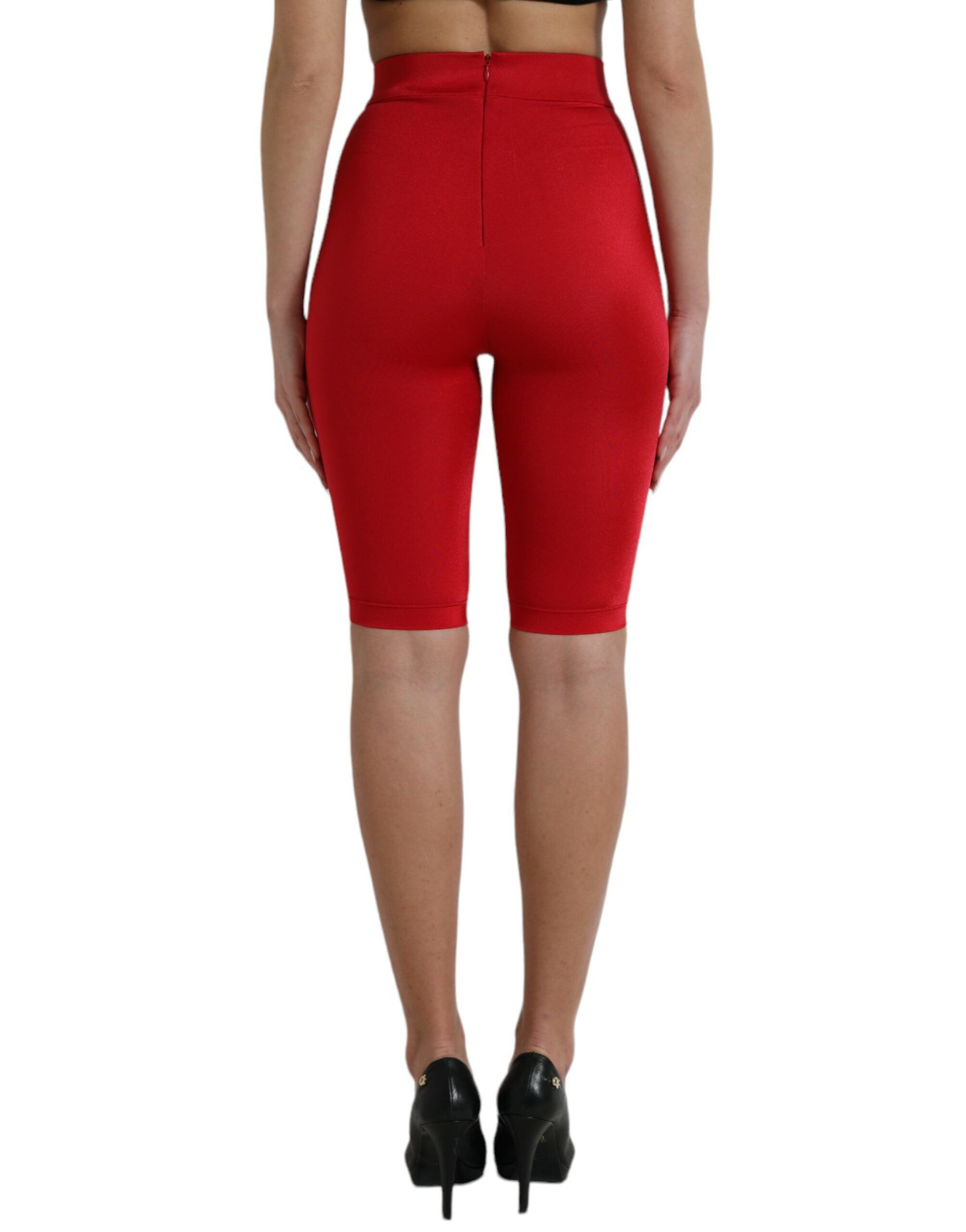 Rode stretch hoge taille cropped legging broek