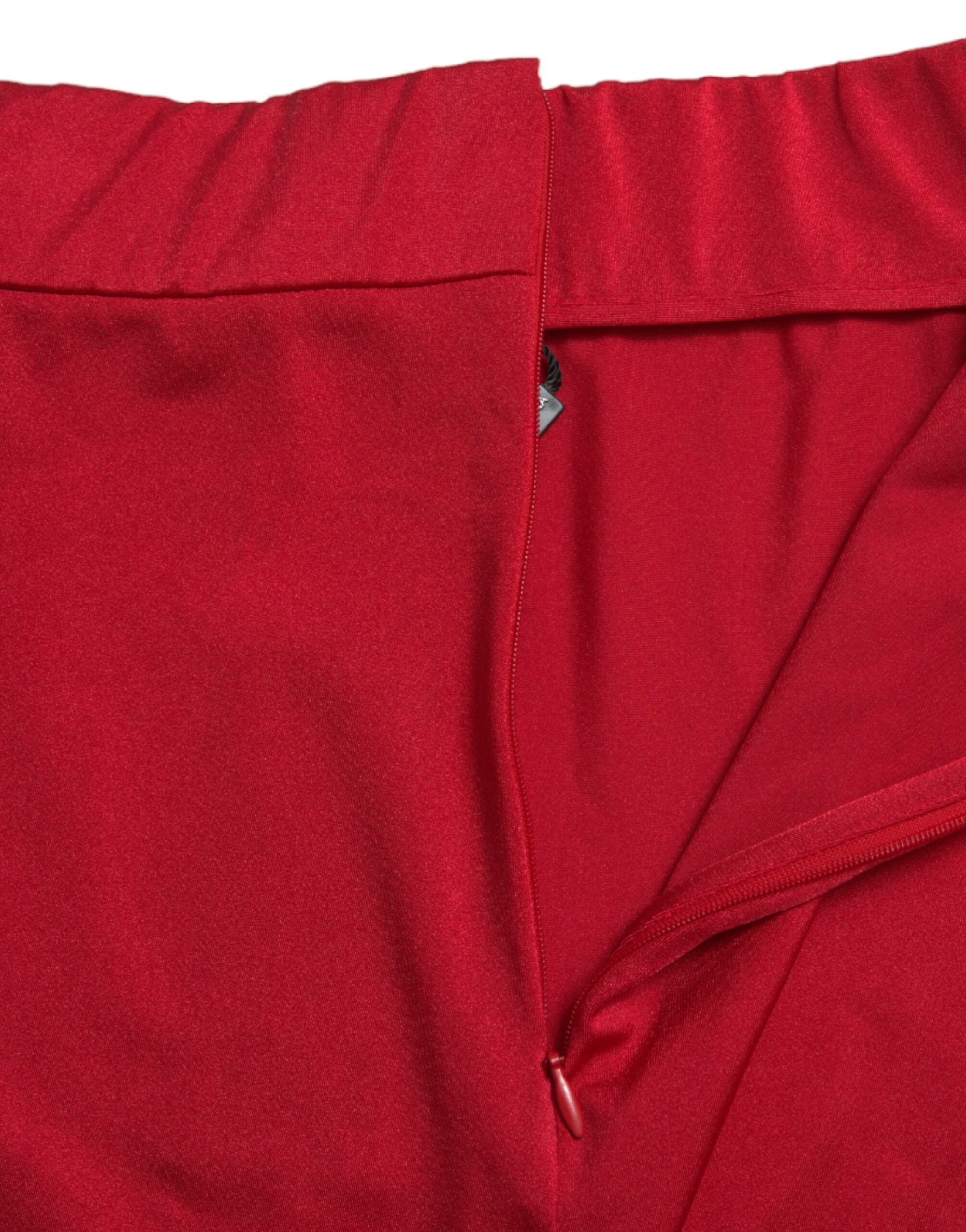 Rode stretch hoge taille cropped legging broek