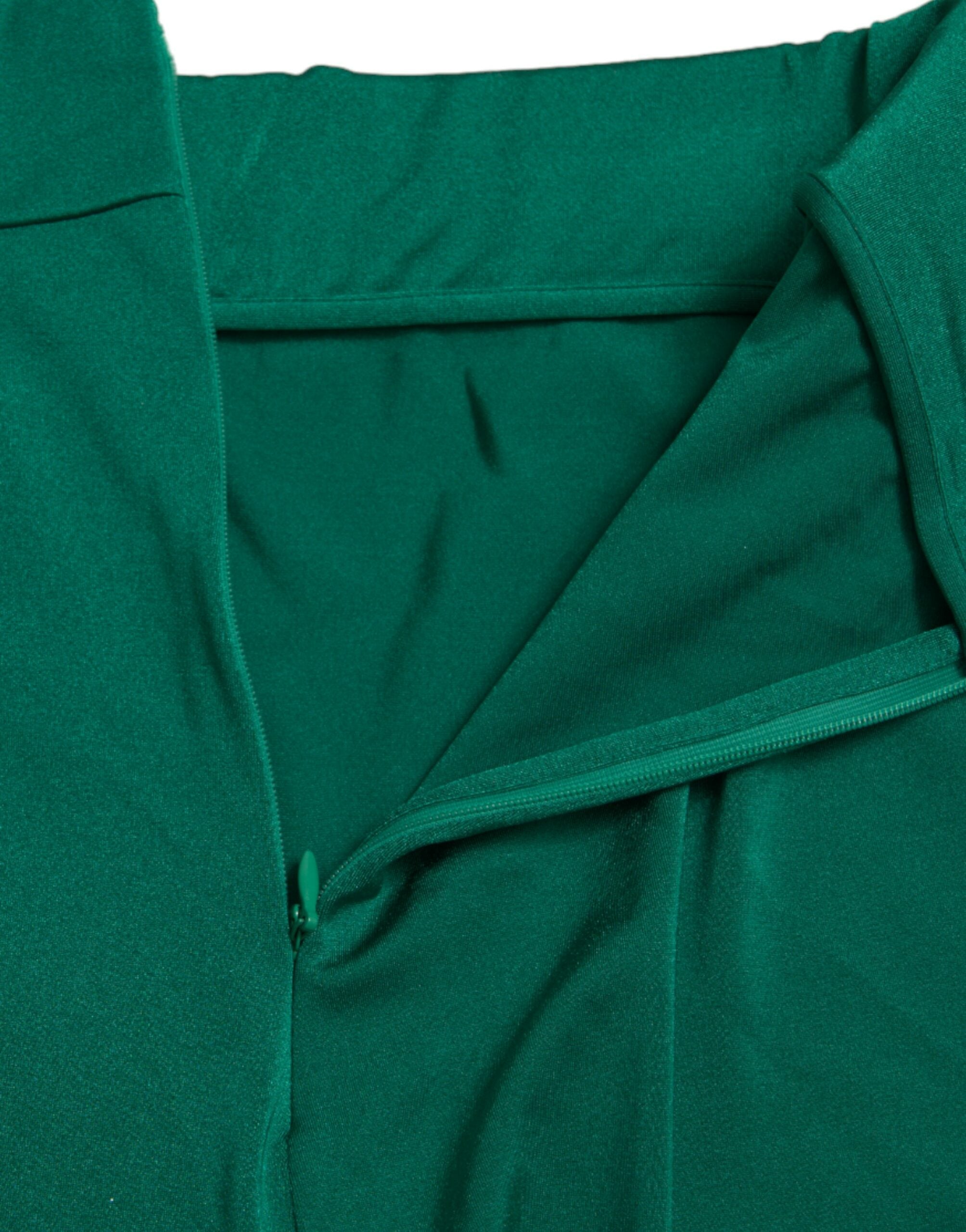 Groene nylon stretch slim legging broek