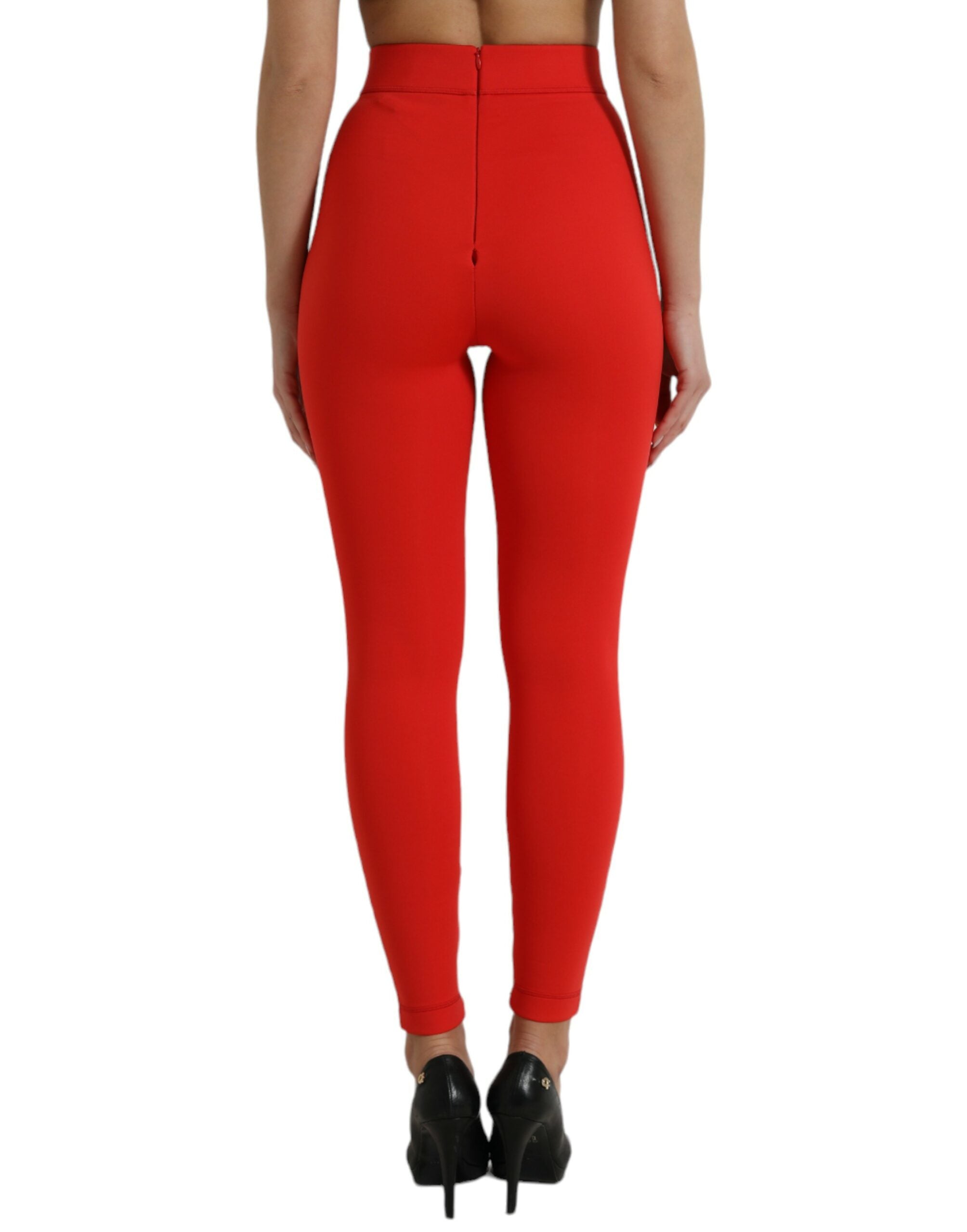Rode nylon stretch slim legging broek