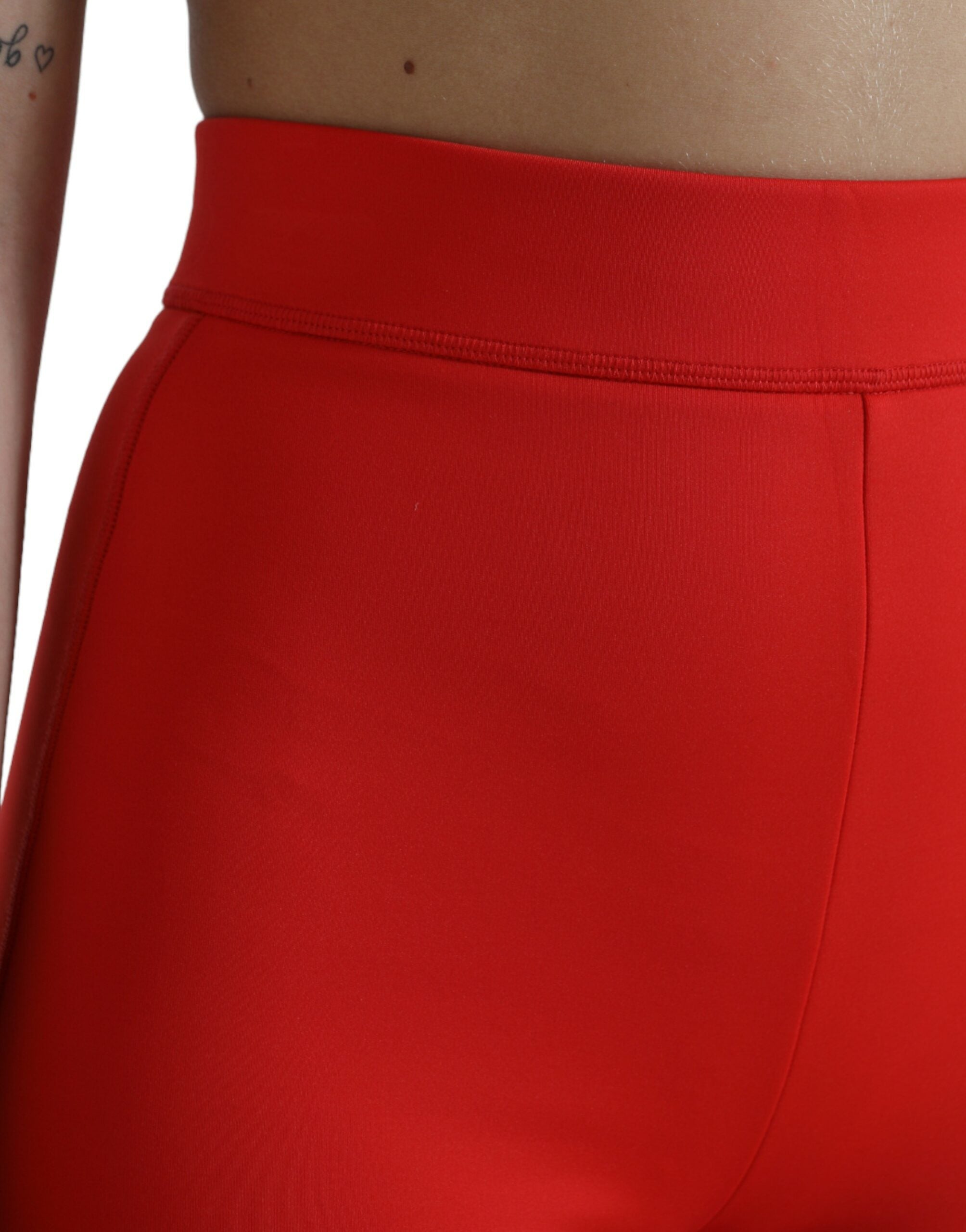 Rode nylon stretch slim legging broek