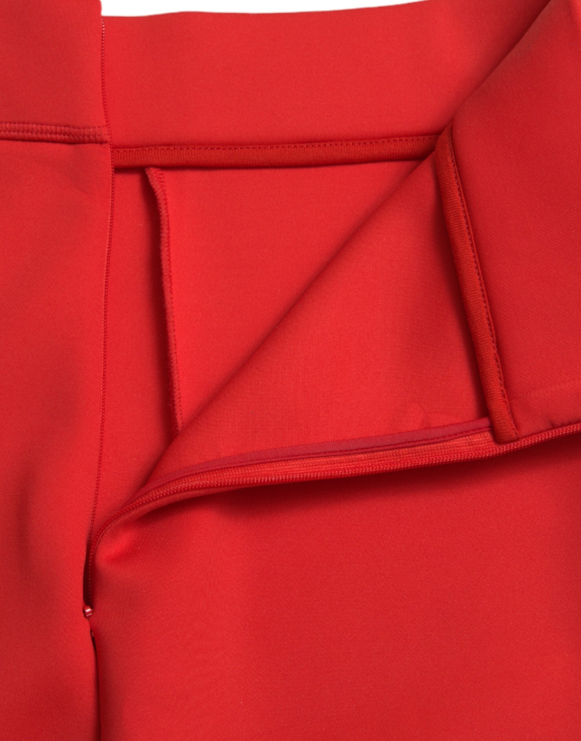Rode nylon stretch slim legging broek