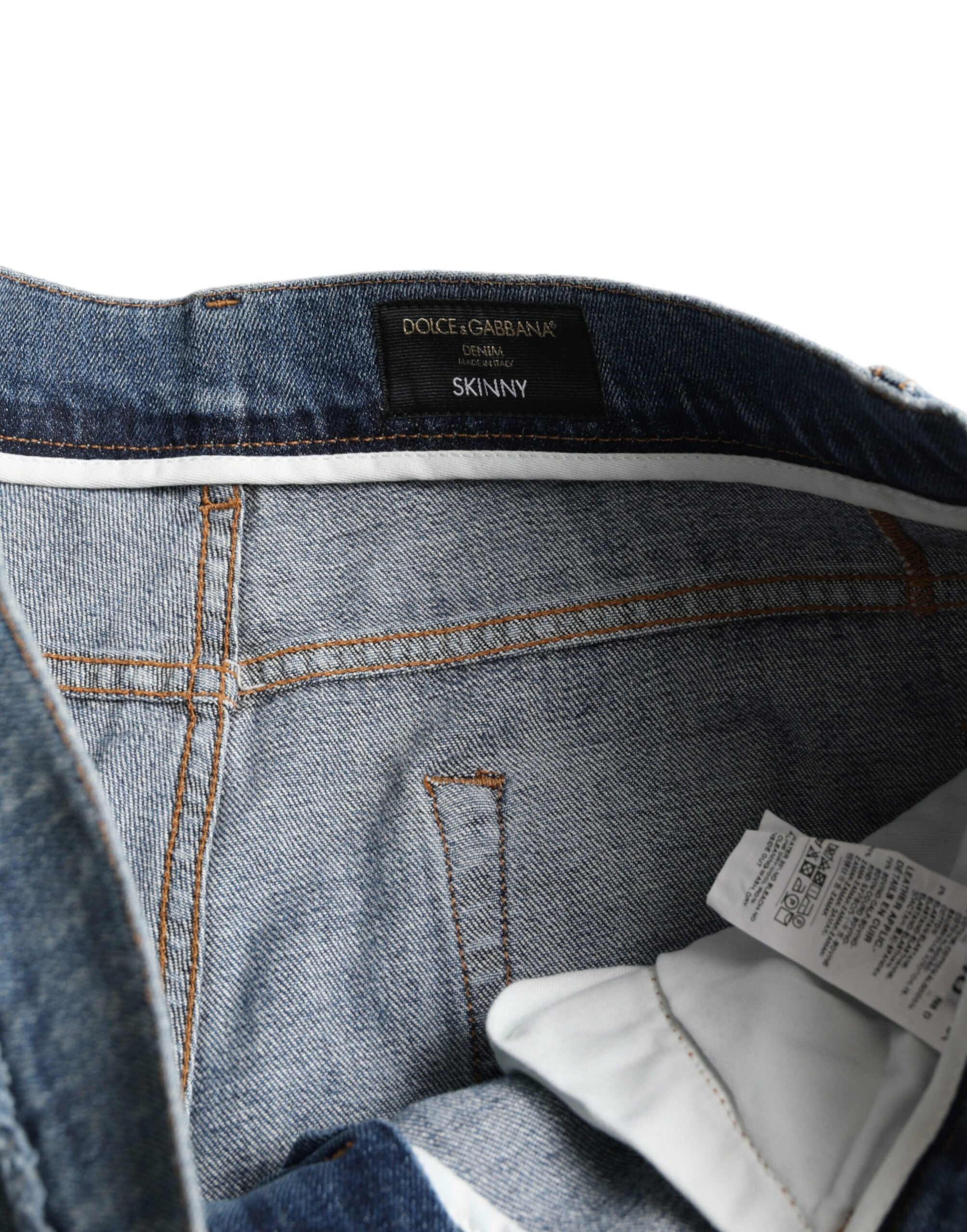 Blauwe gewassen skinny katoenen stretch denim jeans