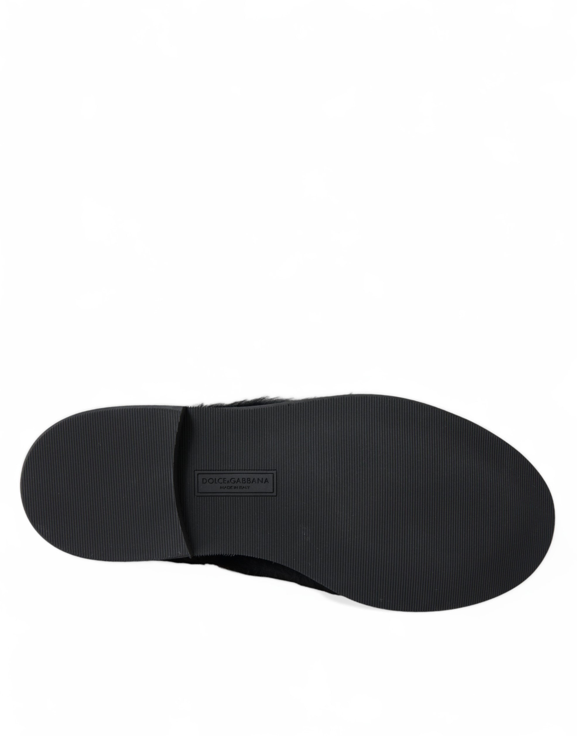 Zwarte veterschoenen van bontleer met derby-motief