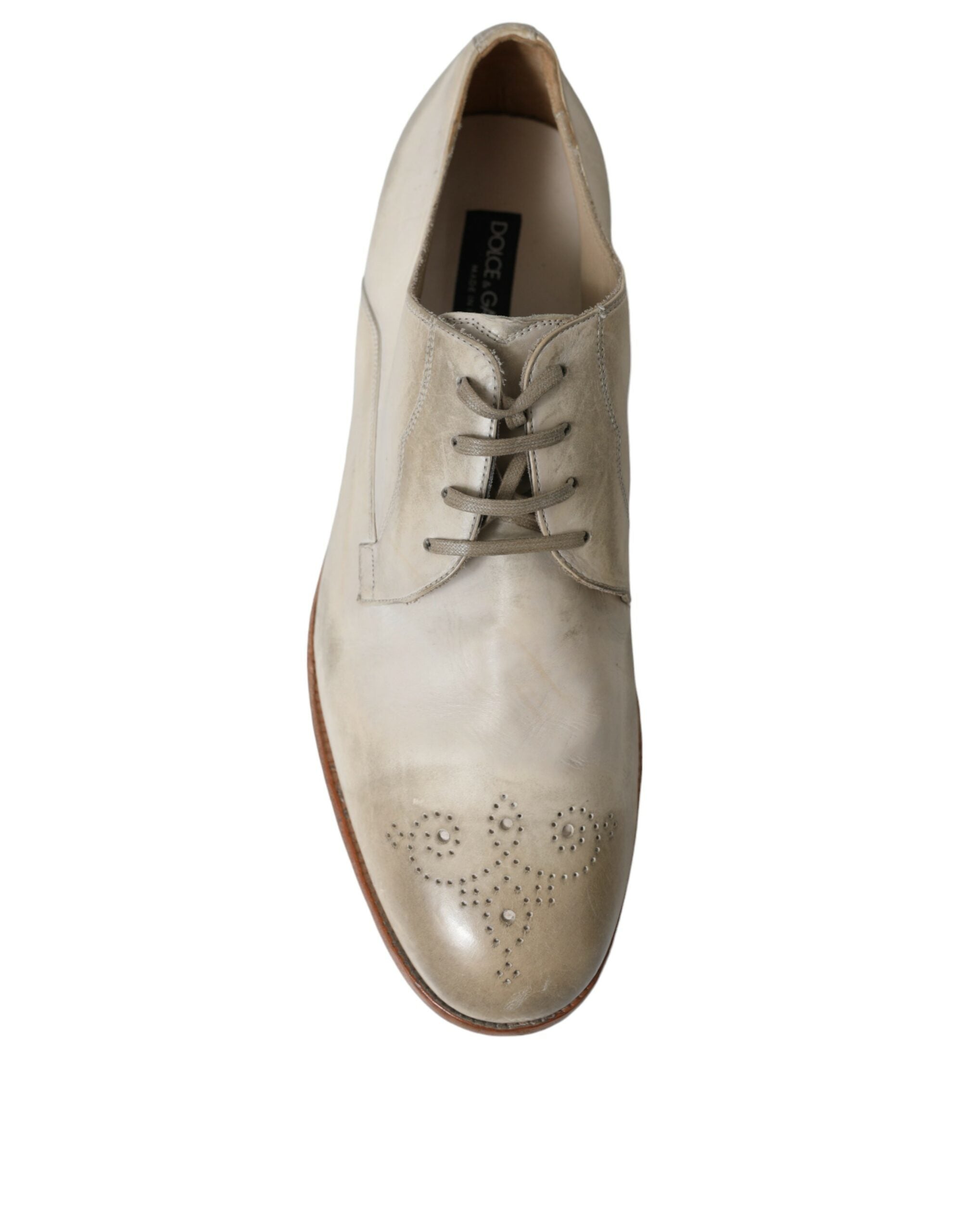 Witte, verweerde leren derby-schoenen