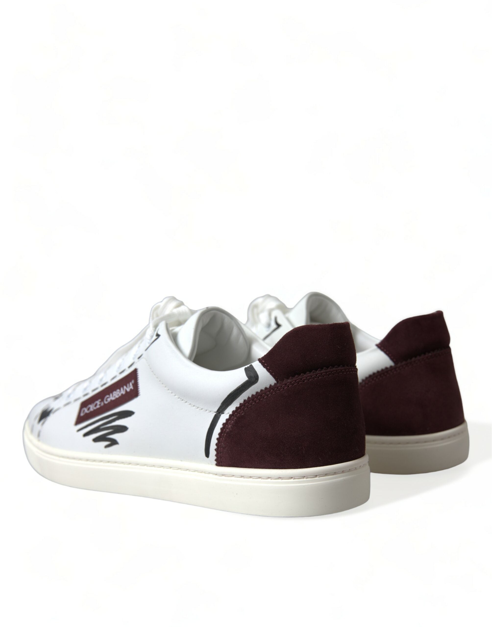 Witte Bordeaux leren lage sneakers met logo