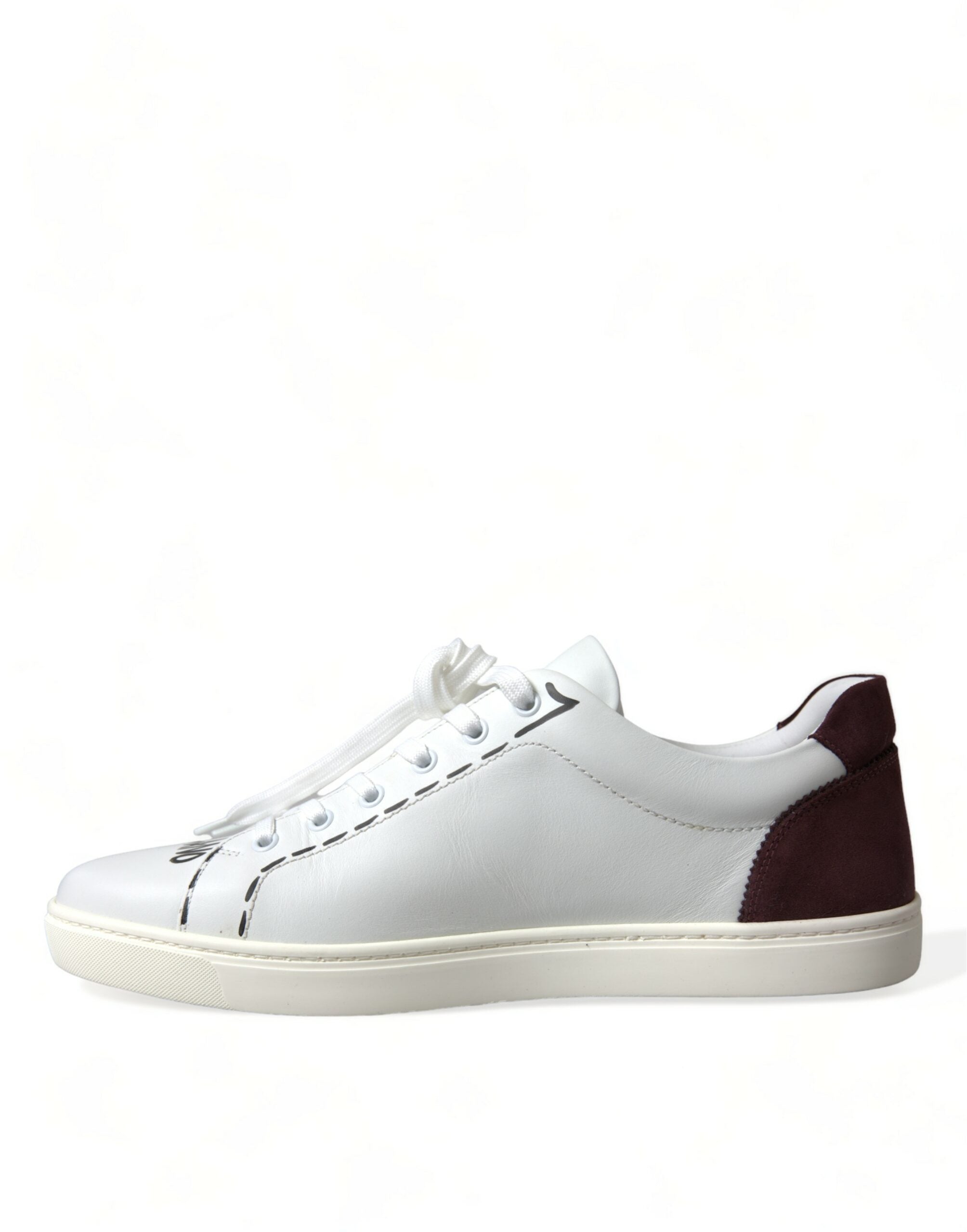 Witte Bordeaux leren lage sneakers met logo