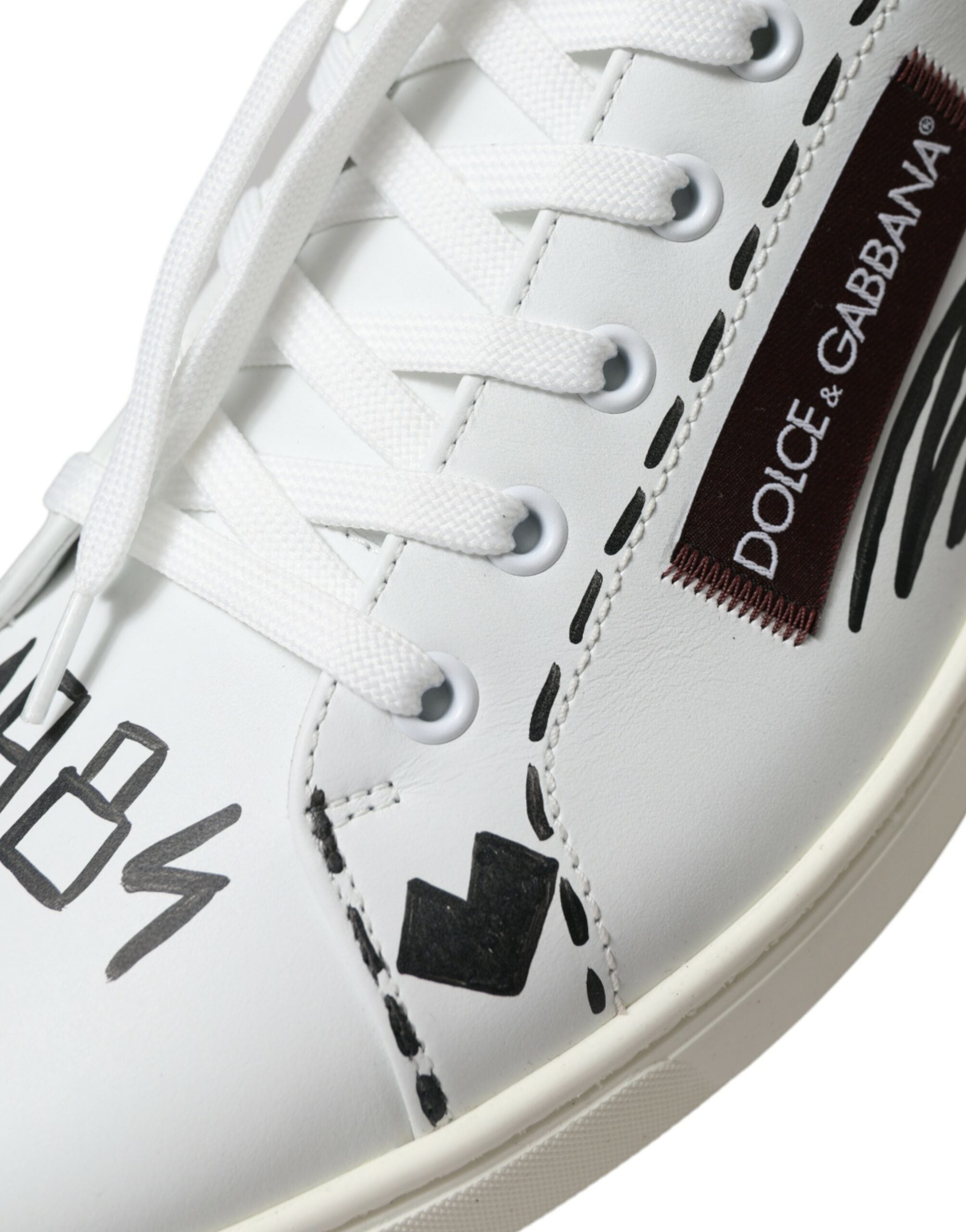 Witte Bordeaux leren lage sneakers met logo