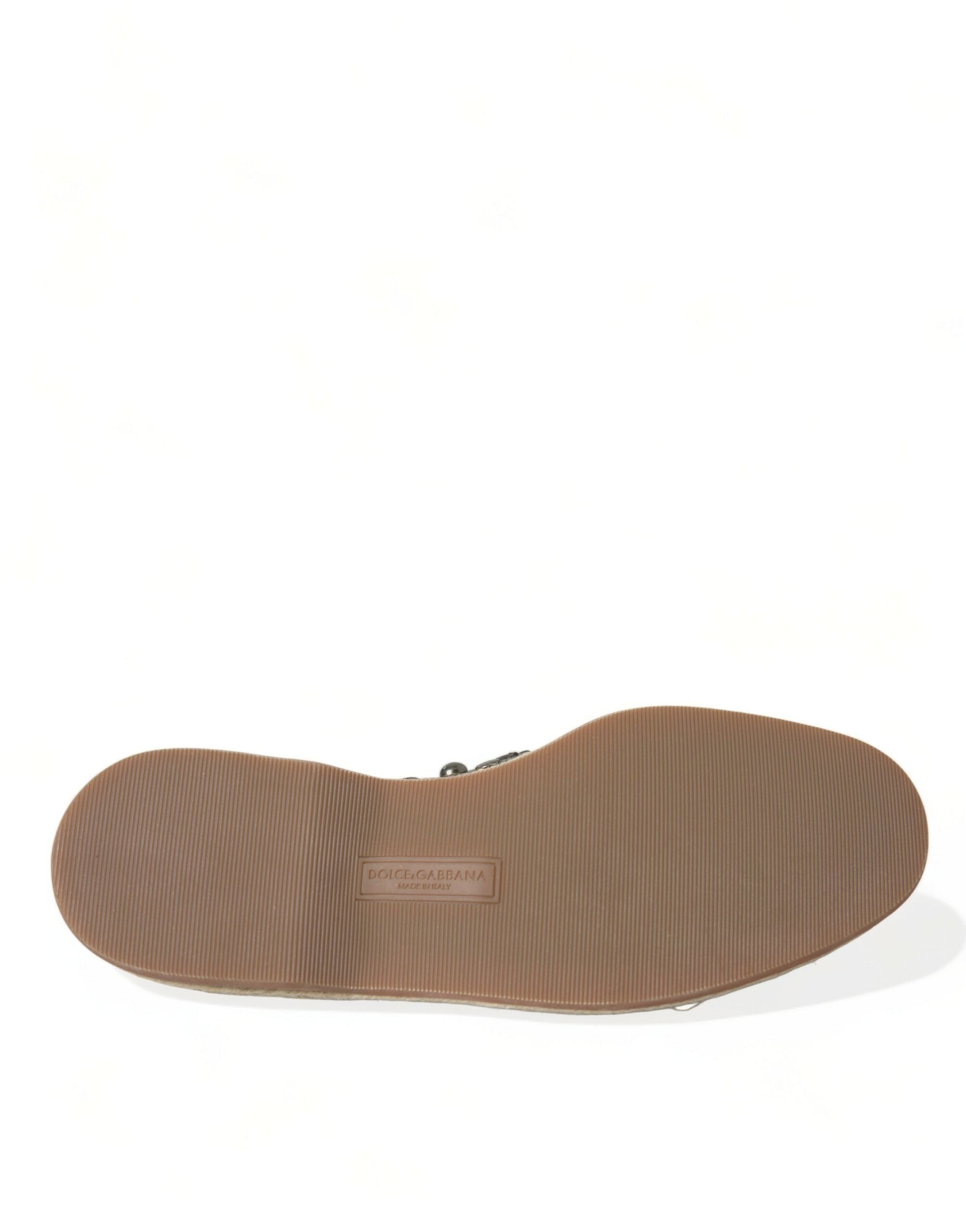 Grijze linnen leren loafers met studs