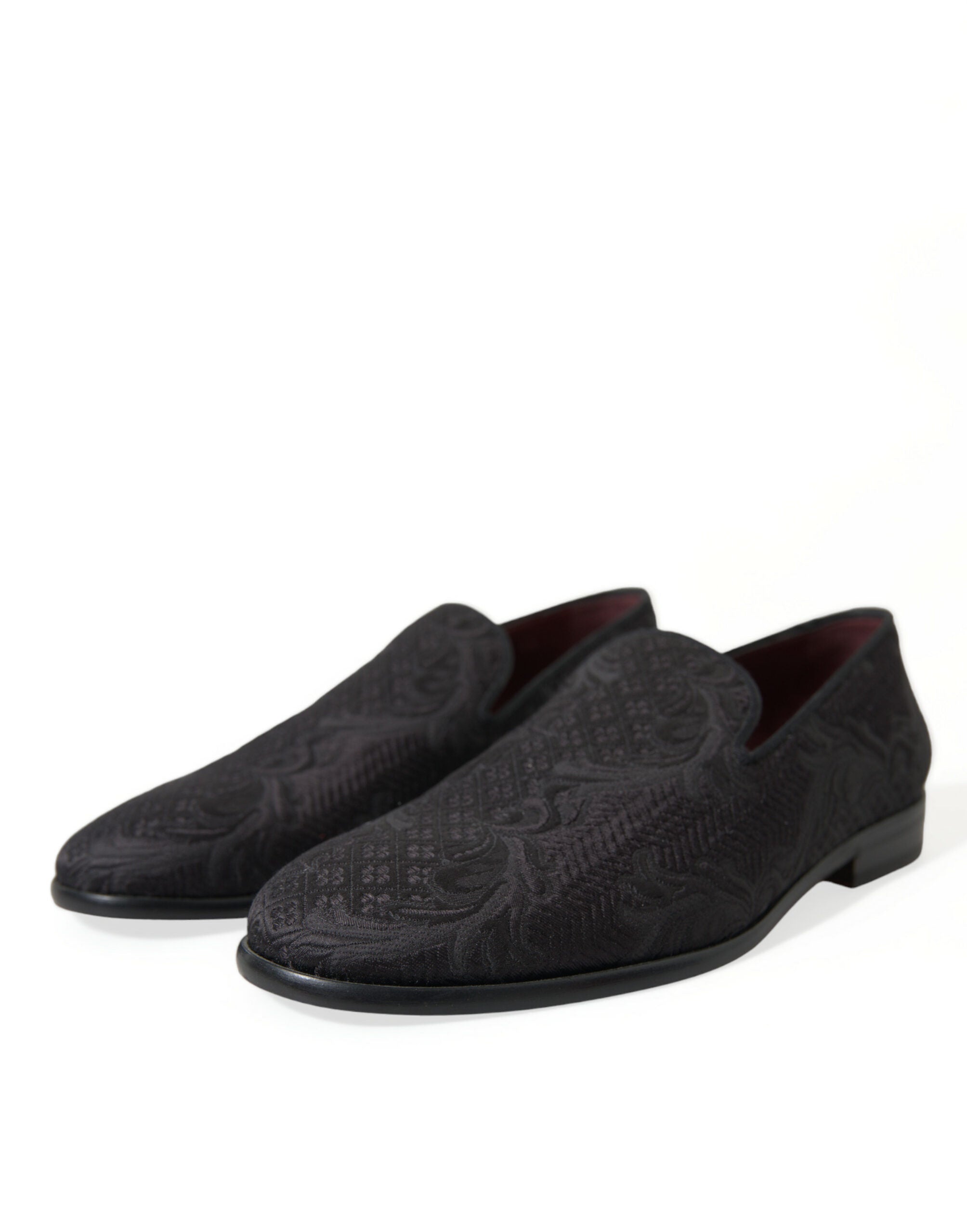 Zwarte brokaat heren instap loafer schoenen