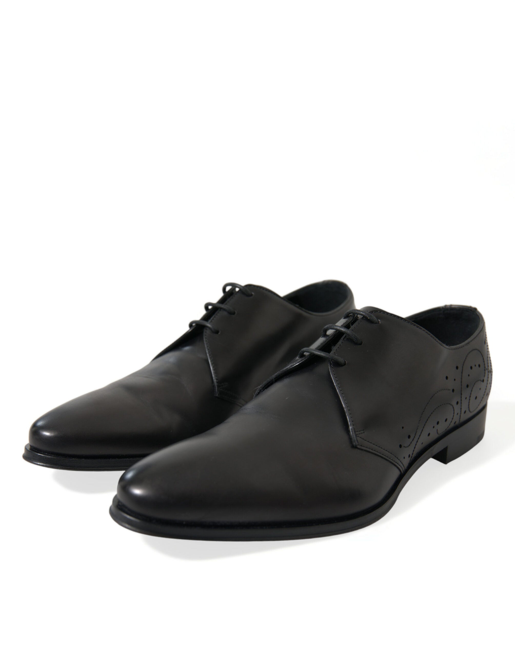 Zwarte leren veterschoenen voor formele derby's