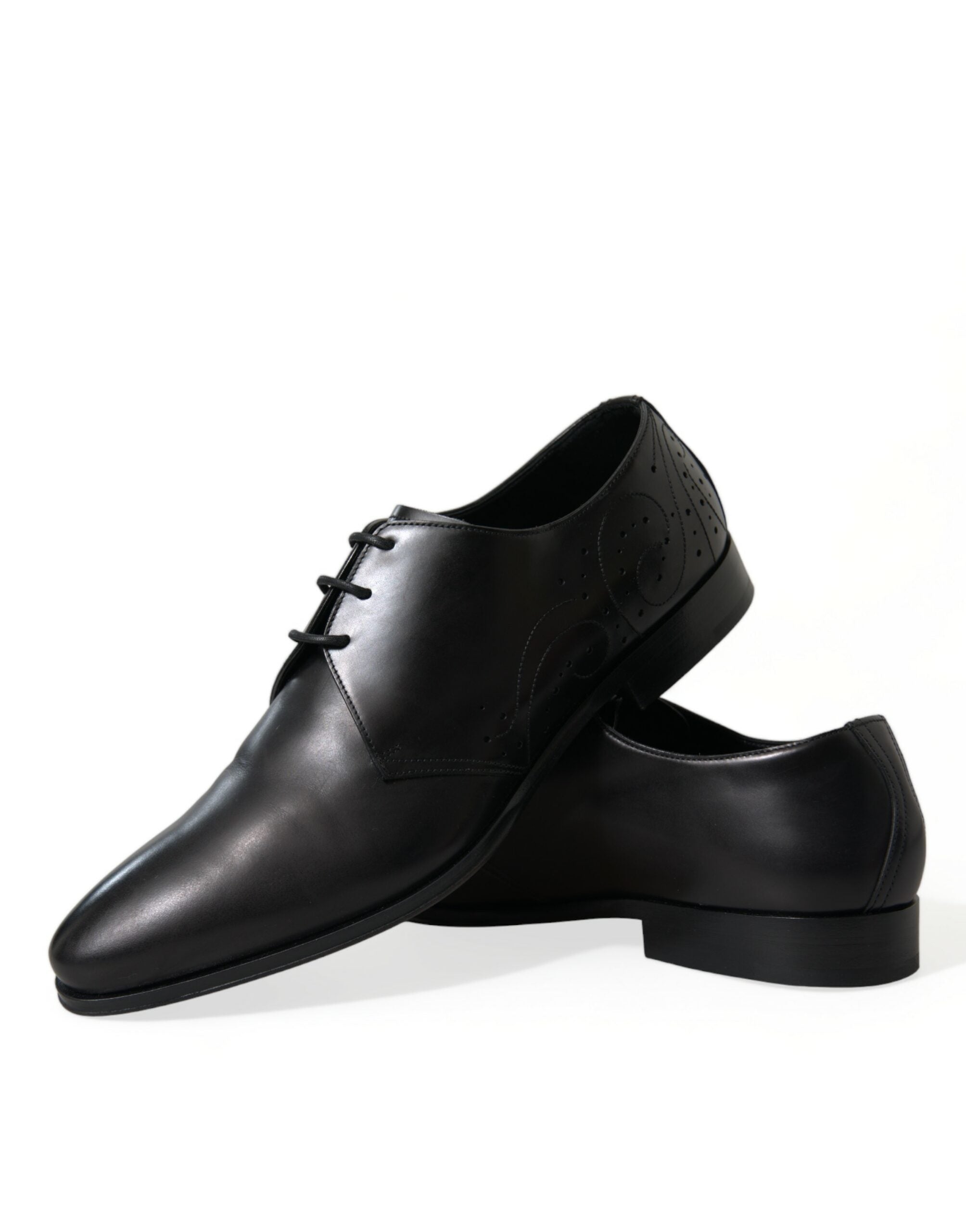 Zwarte leren veterschoenen voor formele derby's