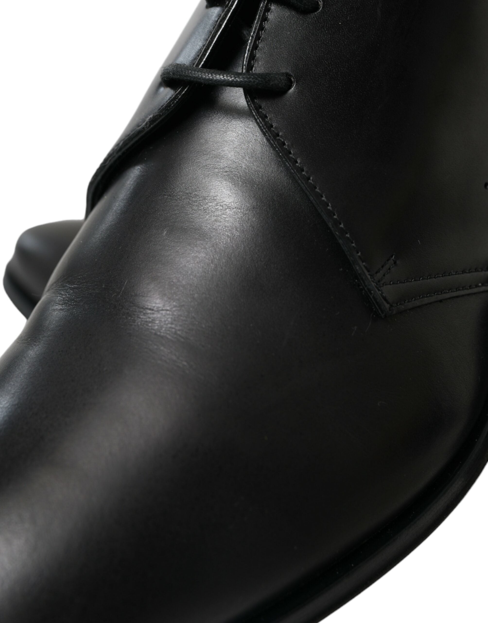 Zwarte leren veterschoenen voor formele derby's