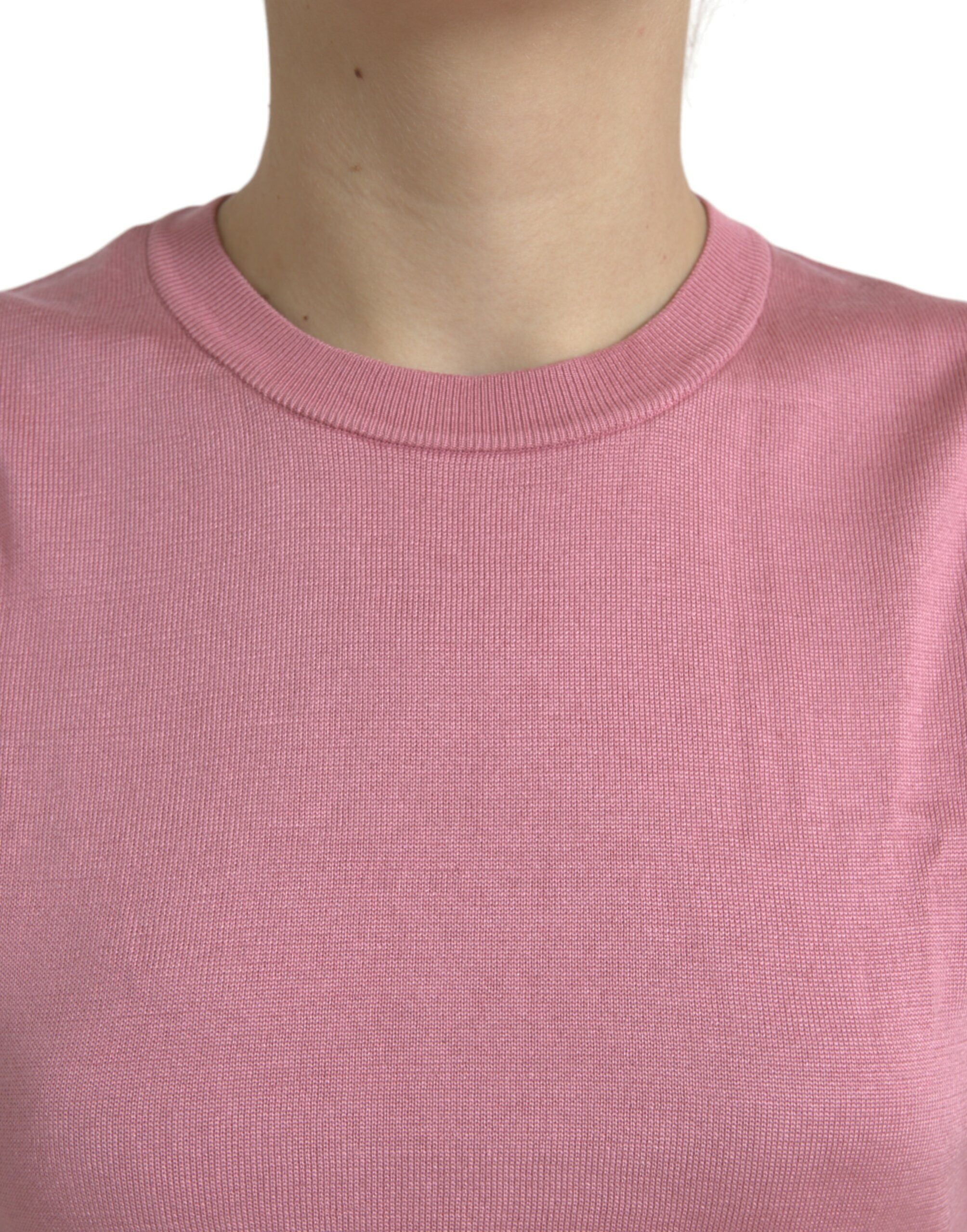 Roze tanktop met ronde hals en korte mouwen