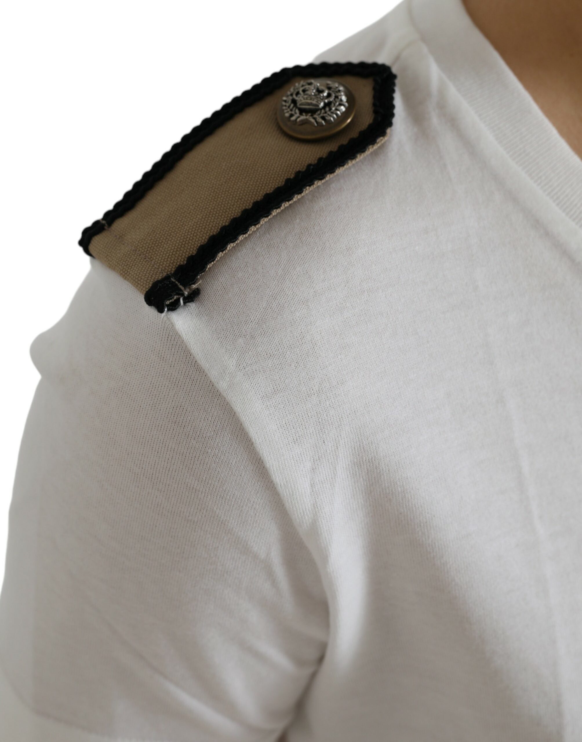 Wit zwart rozen ronde hals katoenen T-shirt