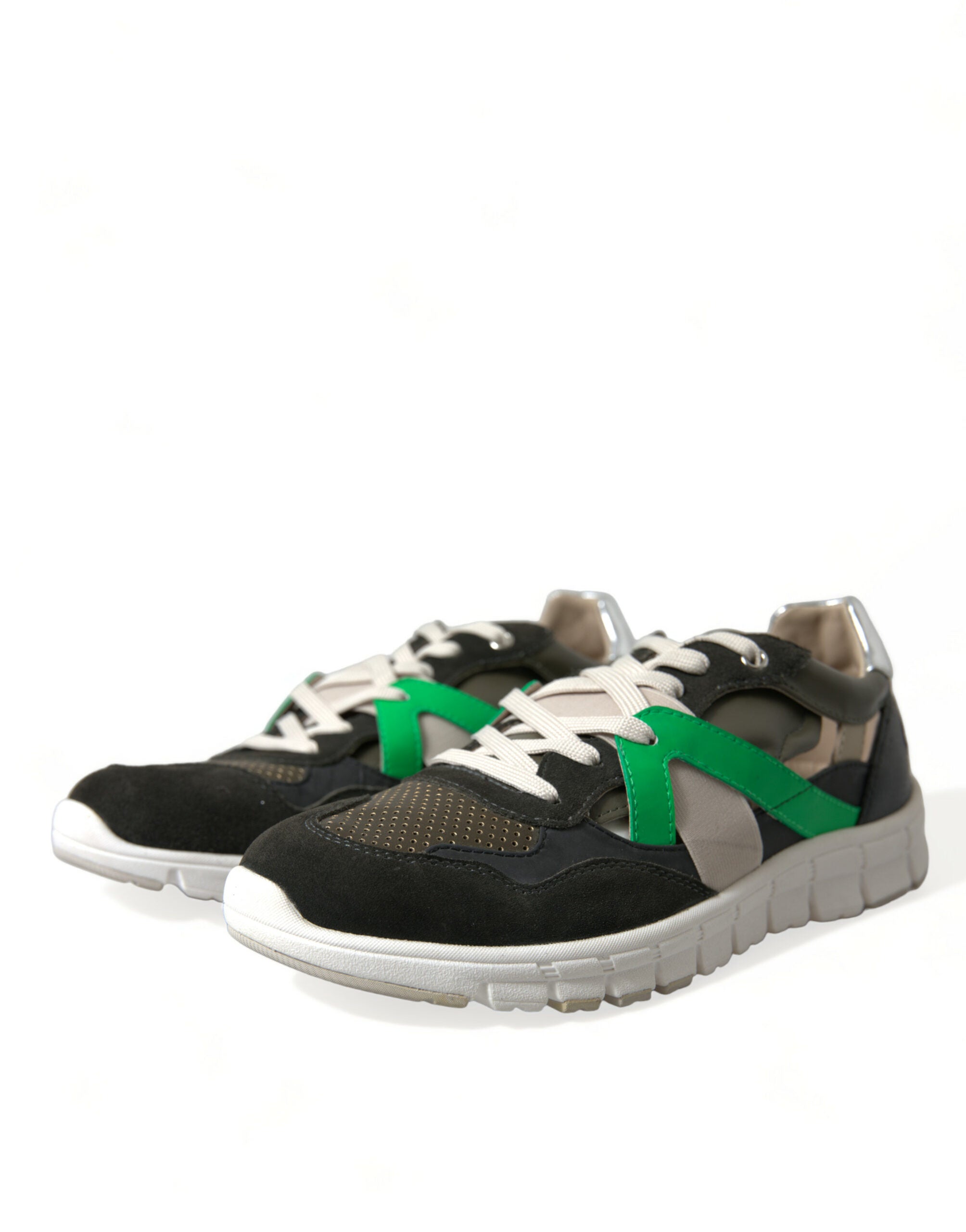 Veelkleurige leren suède lage sneakers
