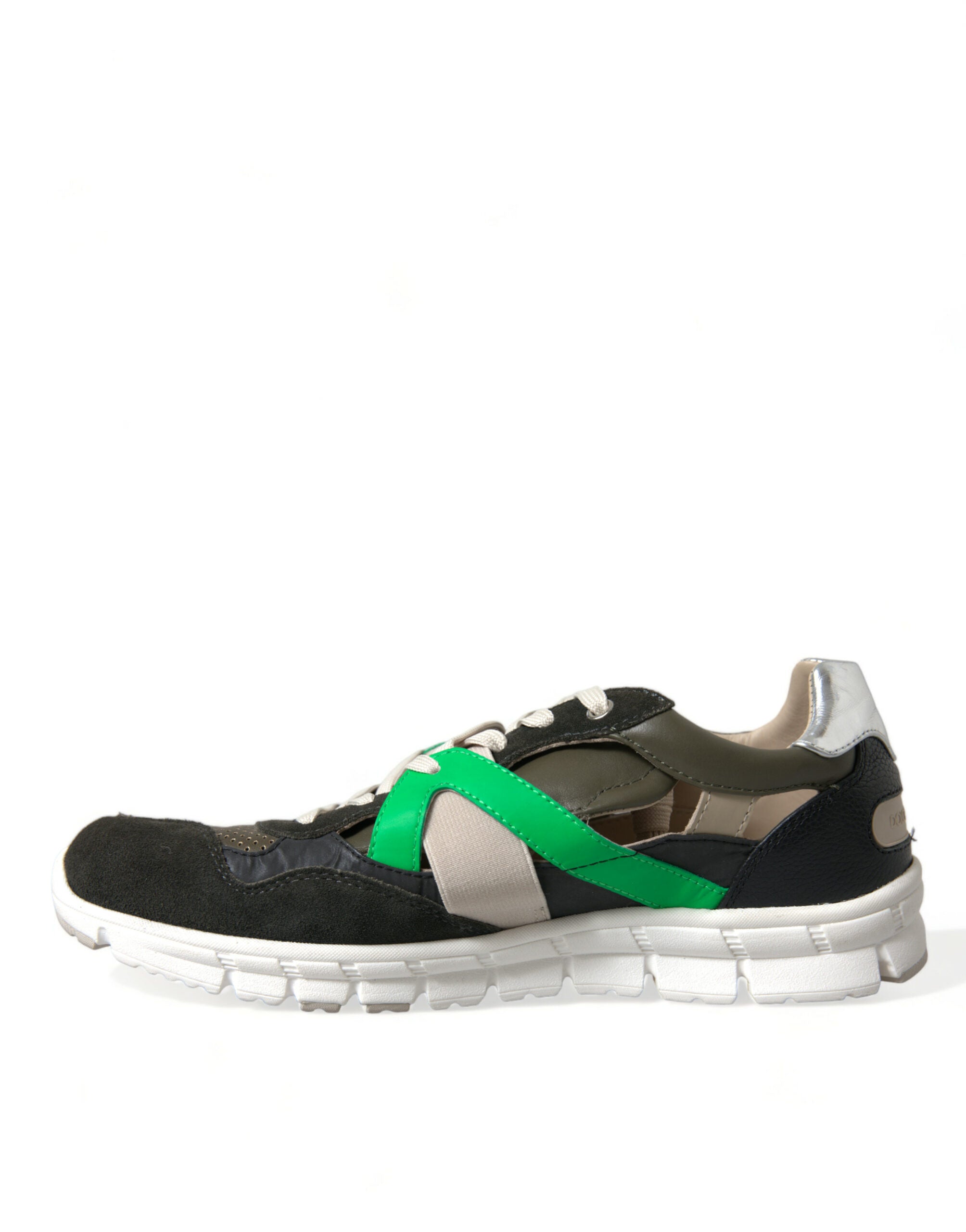 Veelkleurige leren suède lage sneakers