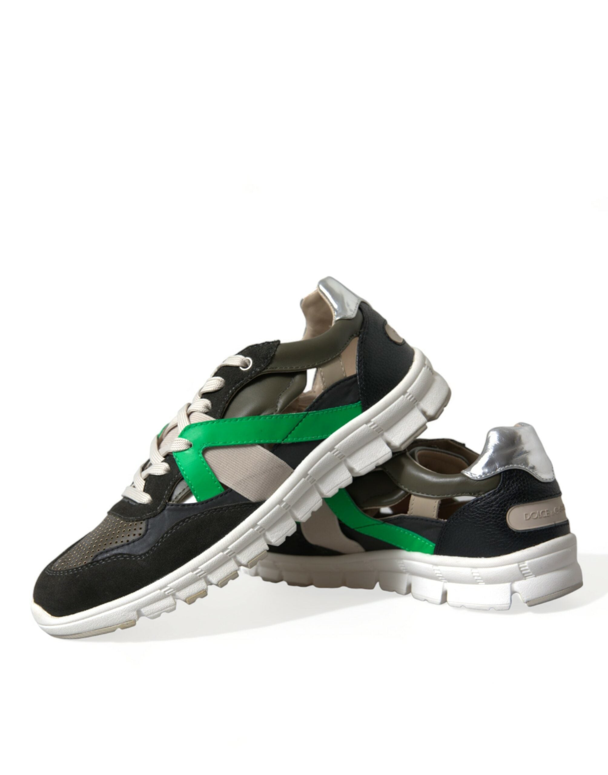 Veelkleurige leren suède lage sneakers