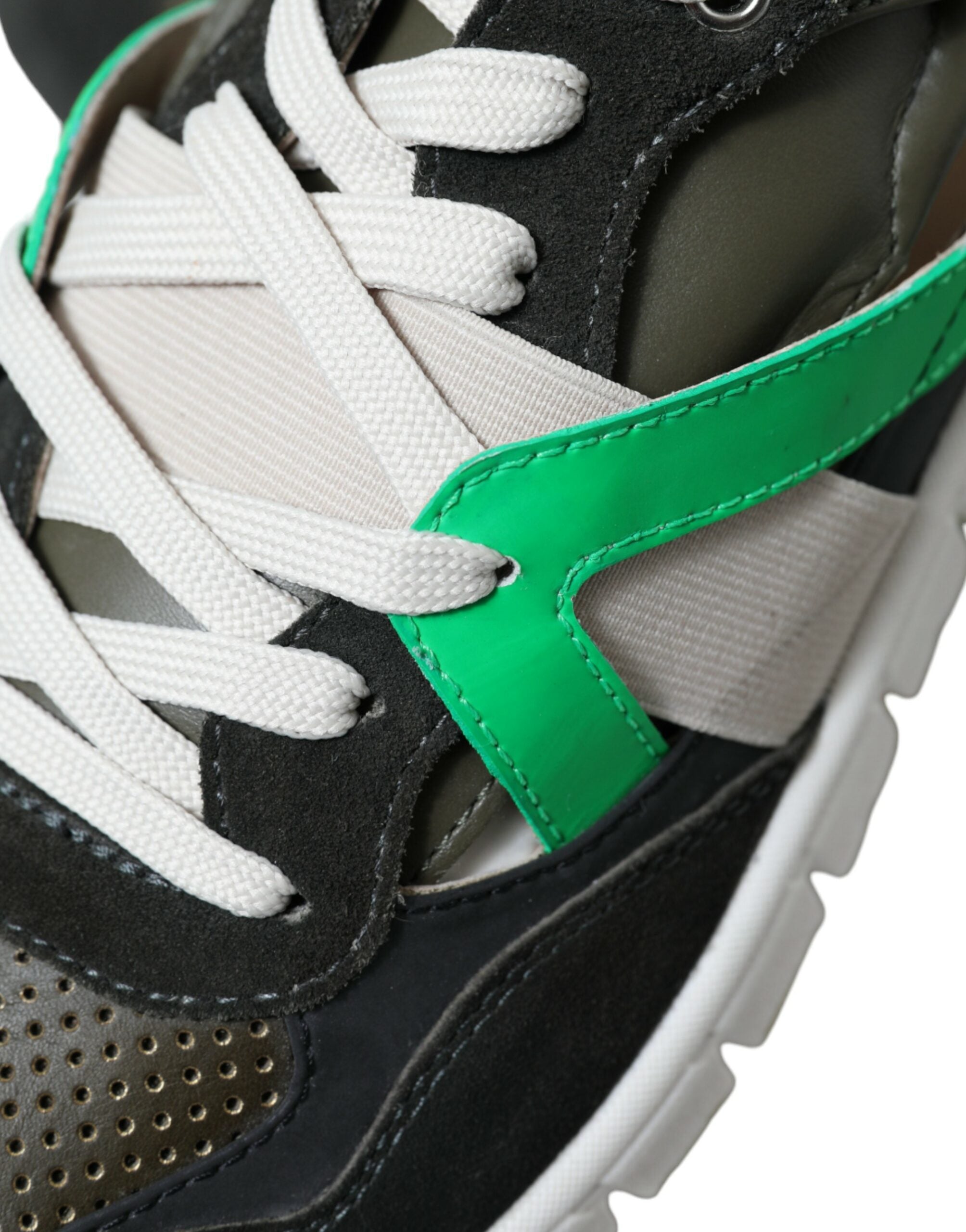 Veelkleurige leren suède lage sneakers