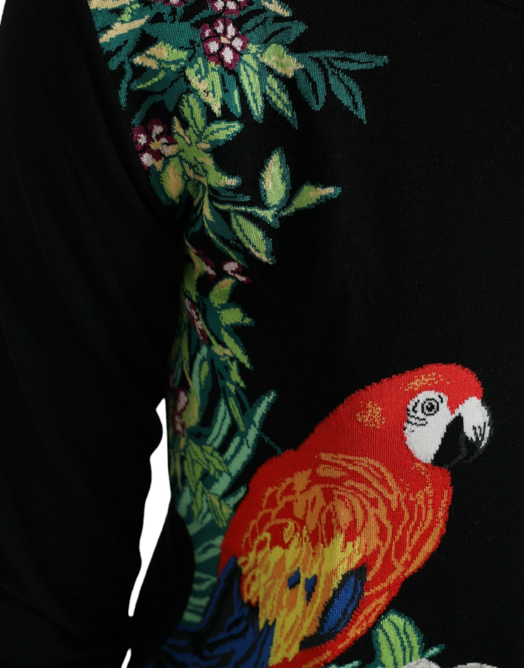 Zwarte vogel wollen cardigan met lange mouwen