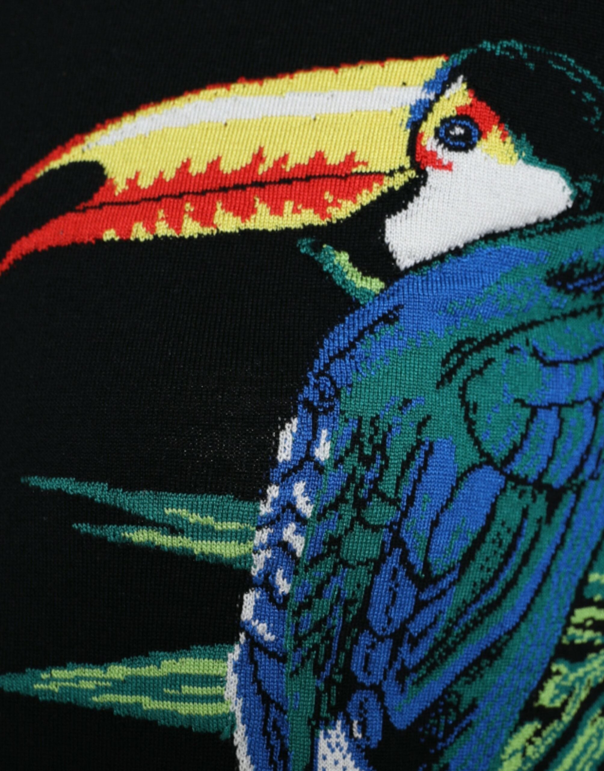 Zwarte vogel wollen cardigan met lange mouwen