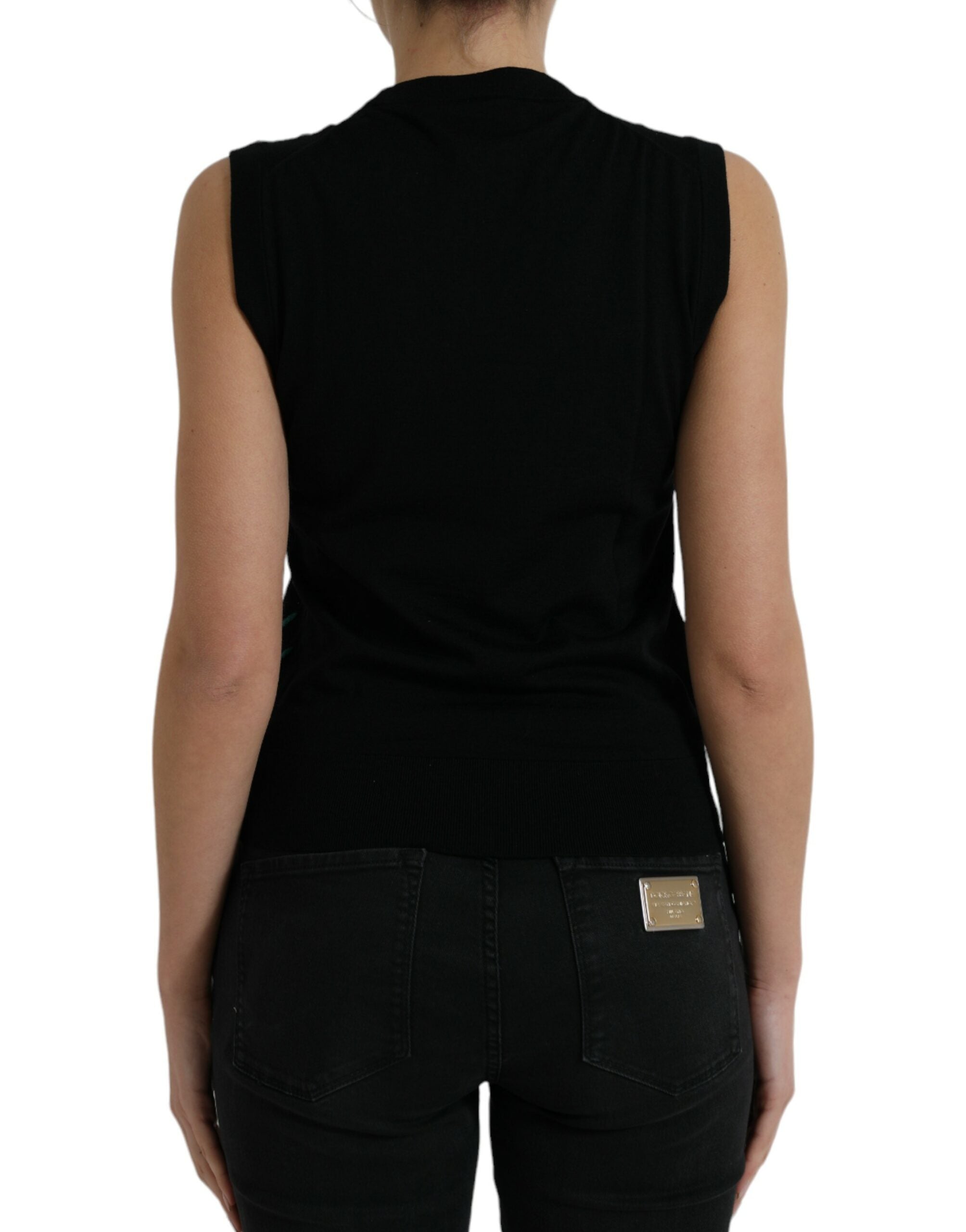 Zwarte Jungle Crew Neck Mouwloze Tanktop