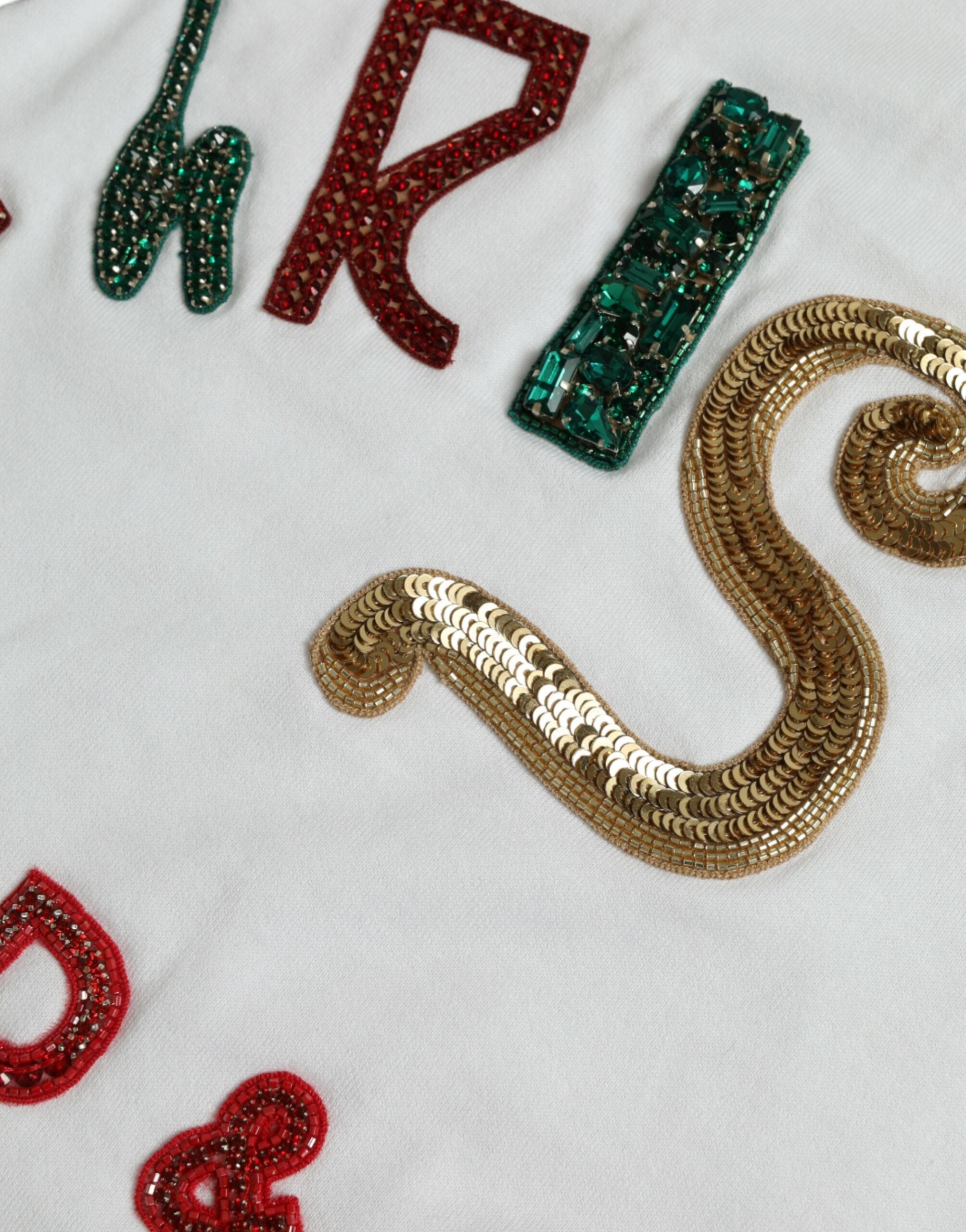 Wit katoenen kerst T-shirt met pailletten en bont