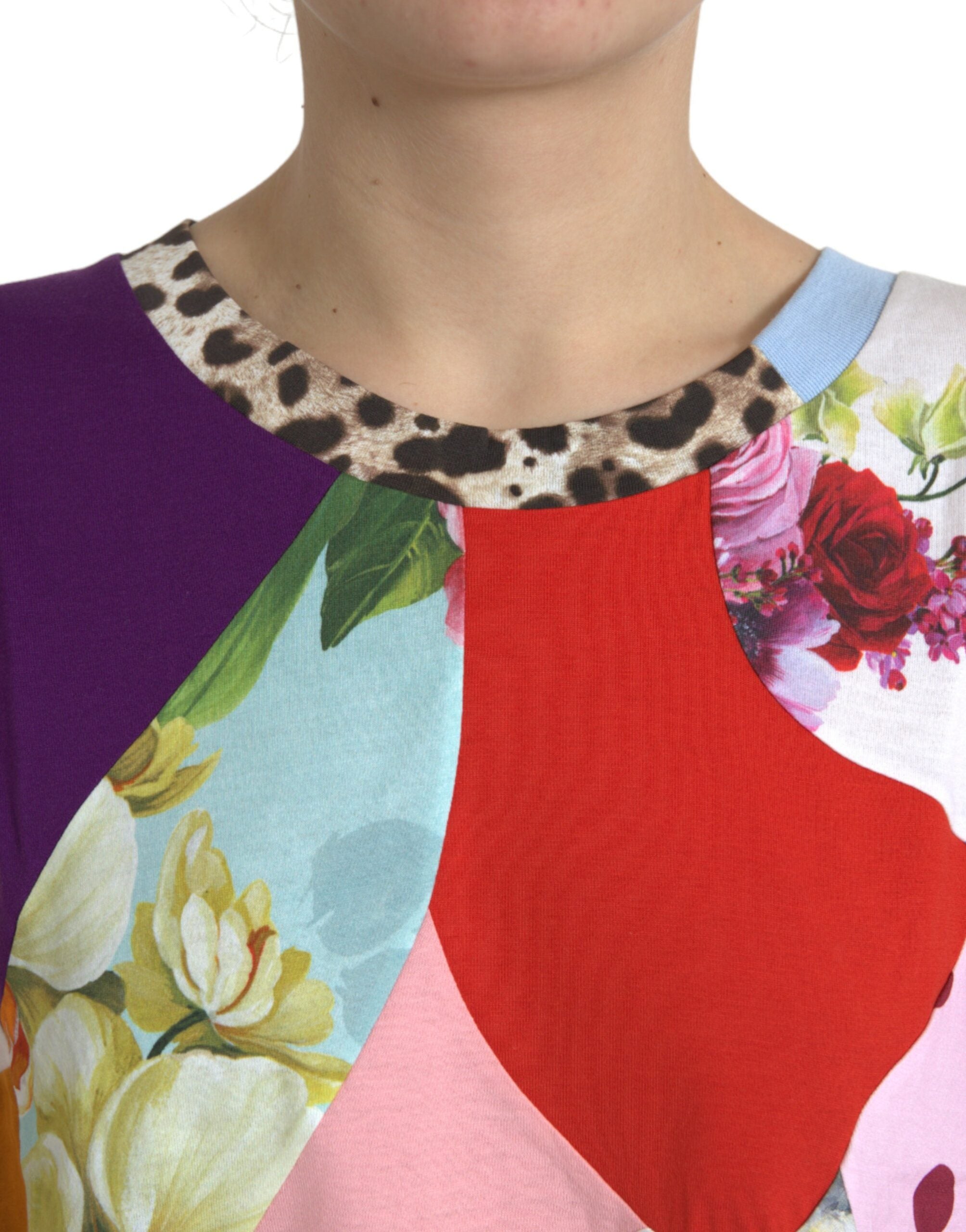 Veelkleurige patchwork katoenen zijden blouse top