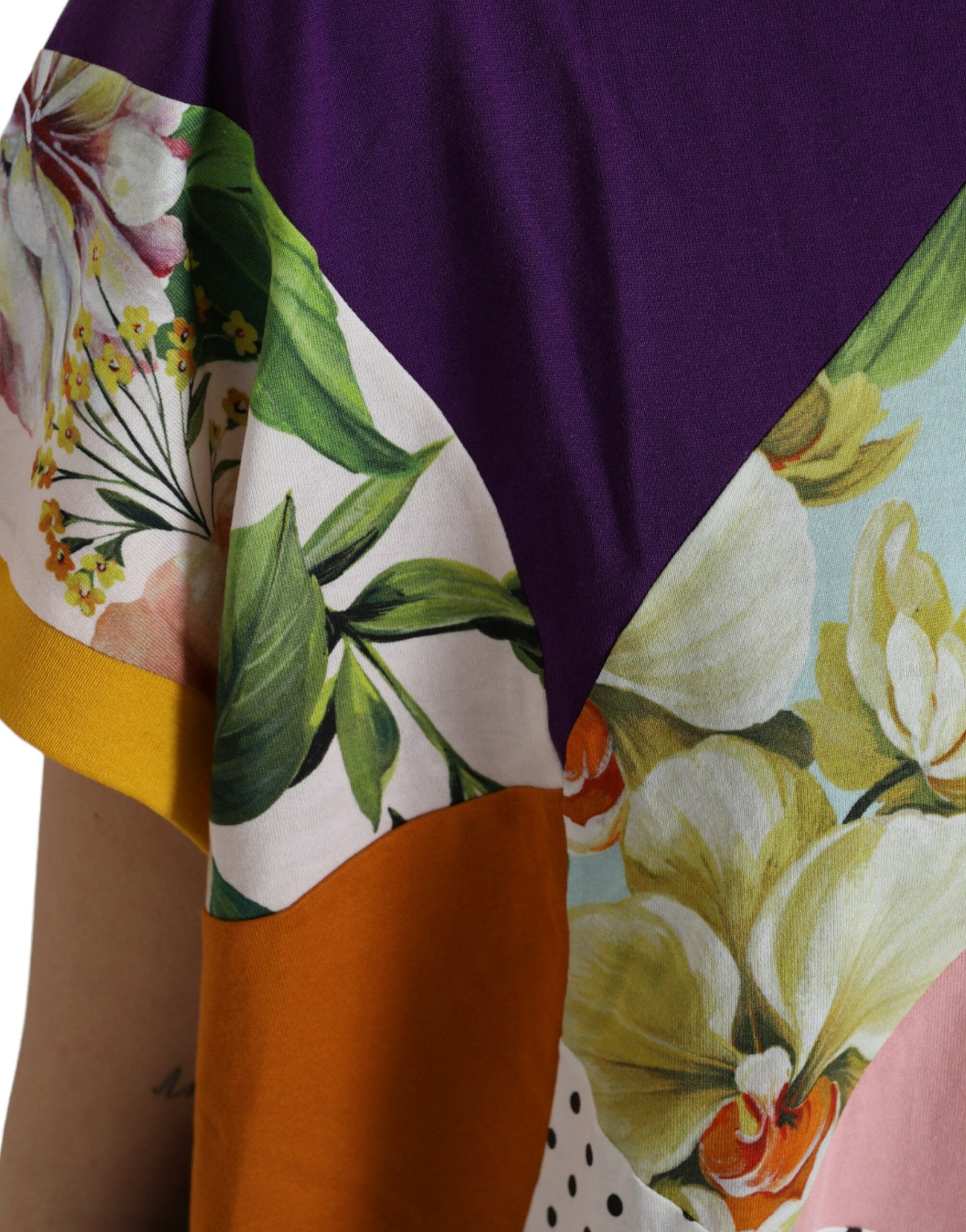 Veelkleurige patchwork katoenen zijden blouse top