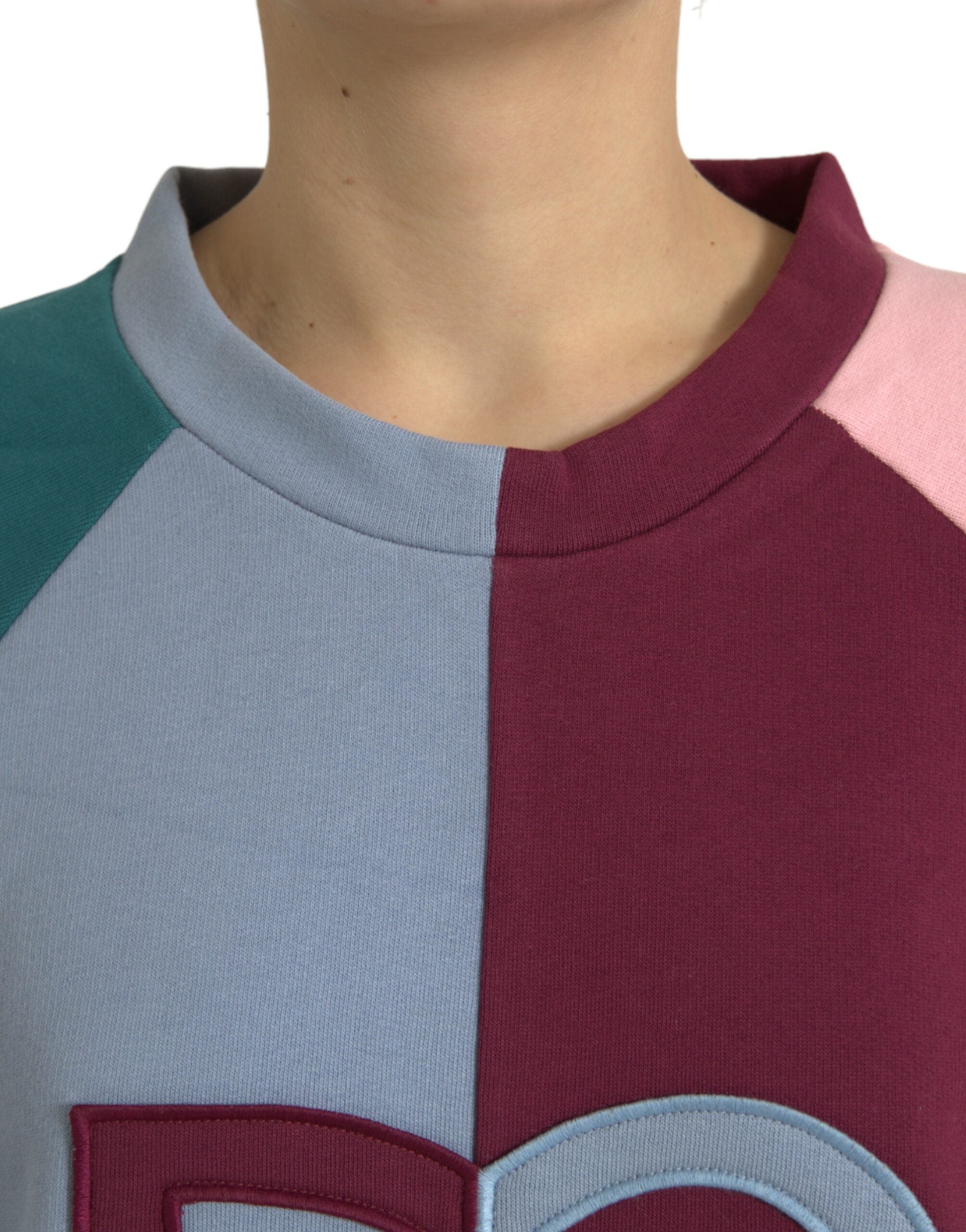 Multicolor katoenen ronde hals trui