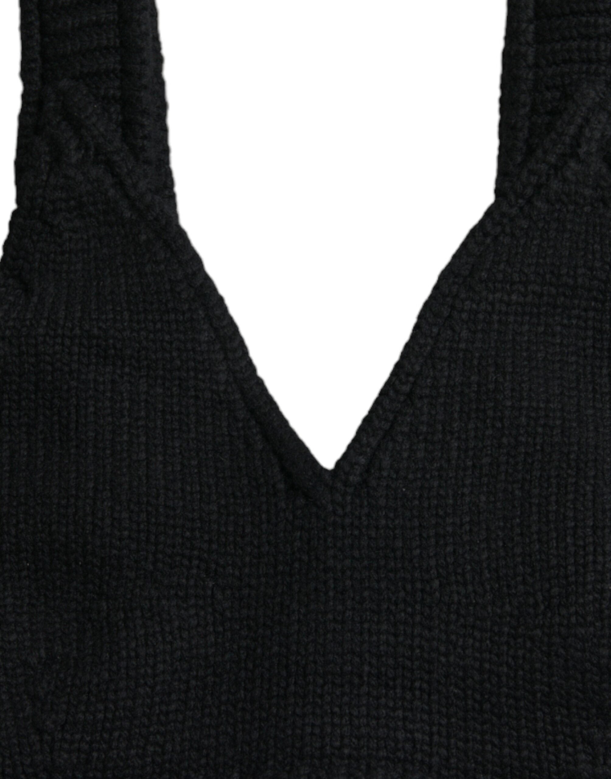 Zwarte cropped kasjmier V-hals bustiertop