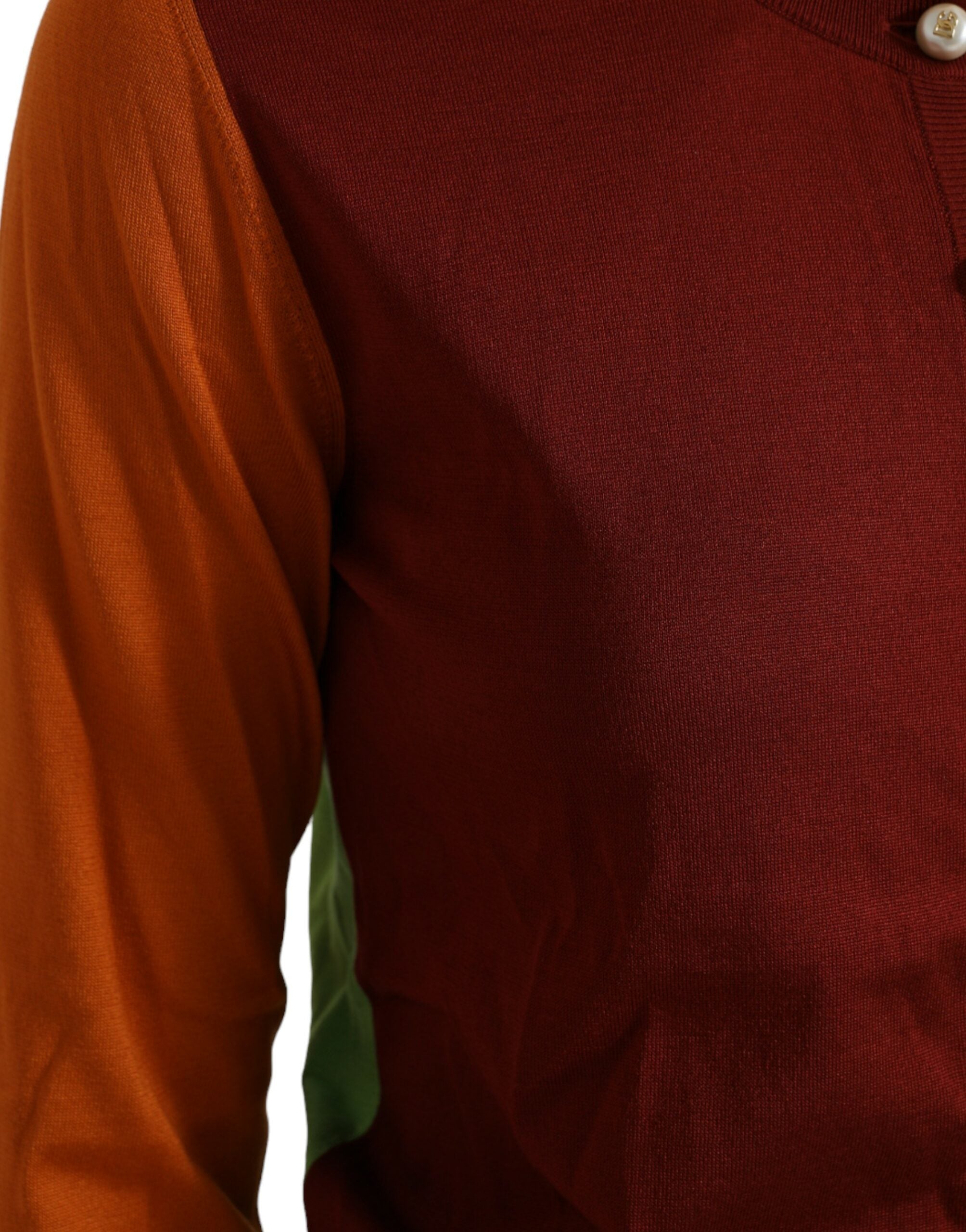 Multicolor zijden ronde hals cardigan trui