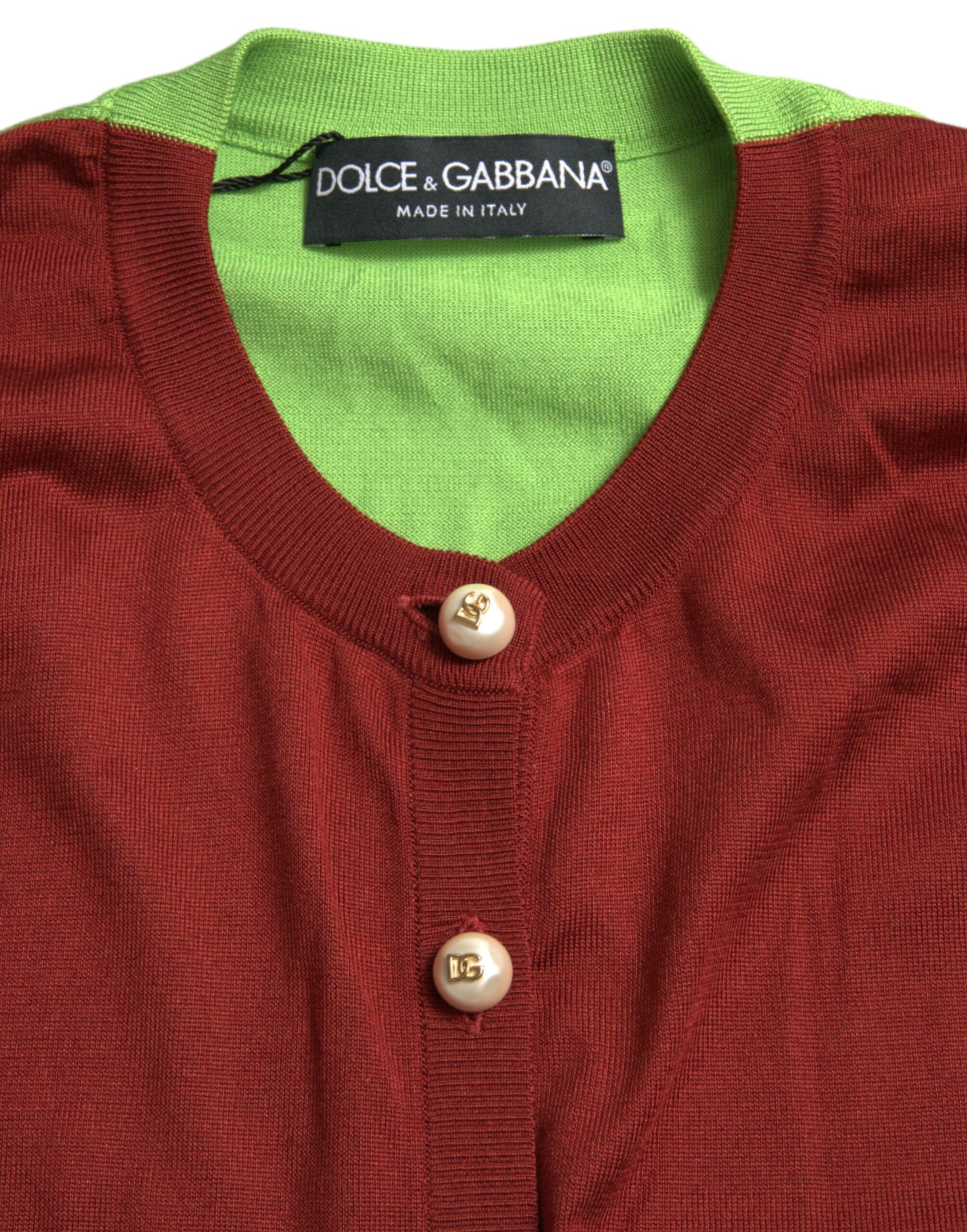 Multicolor zijden ronde hals cardigan trui