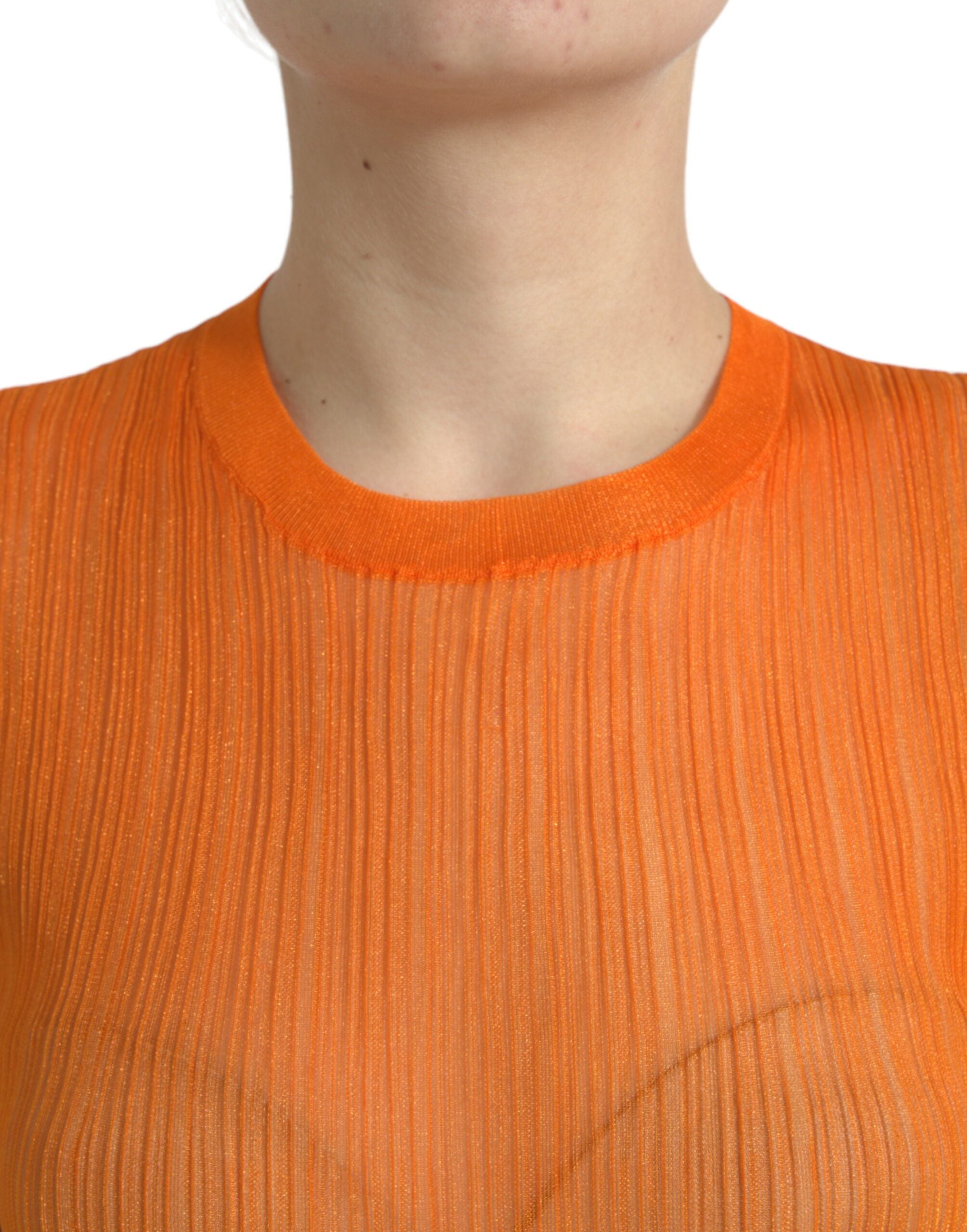 Oranje doorschijnende blouse met ronde hals en tanktop