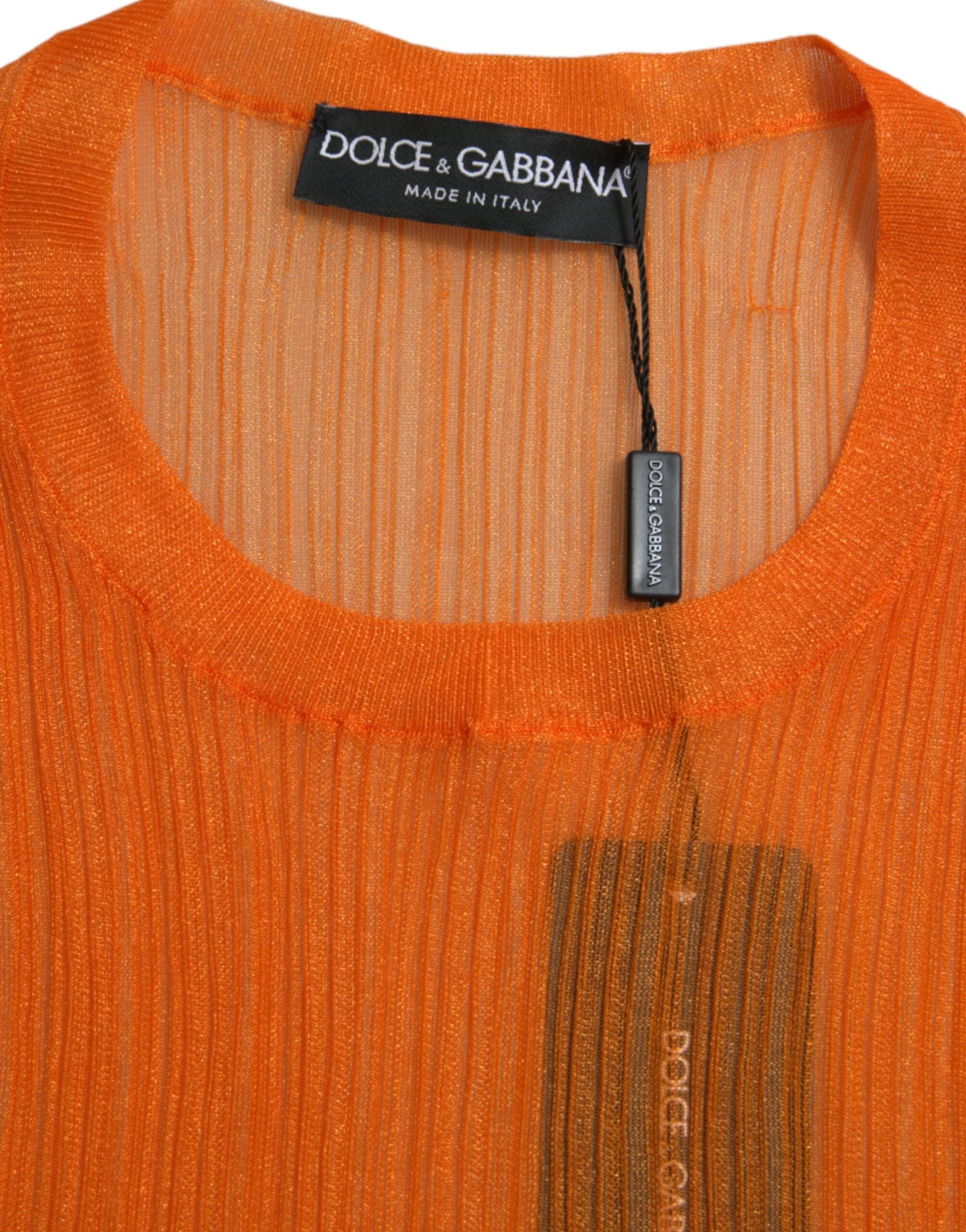 Oranje doorschijnende blouse met ronde hals en tanktop
