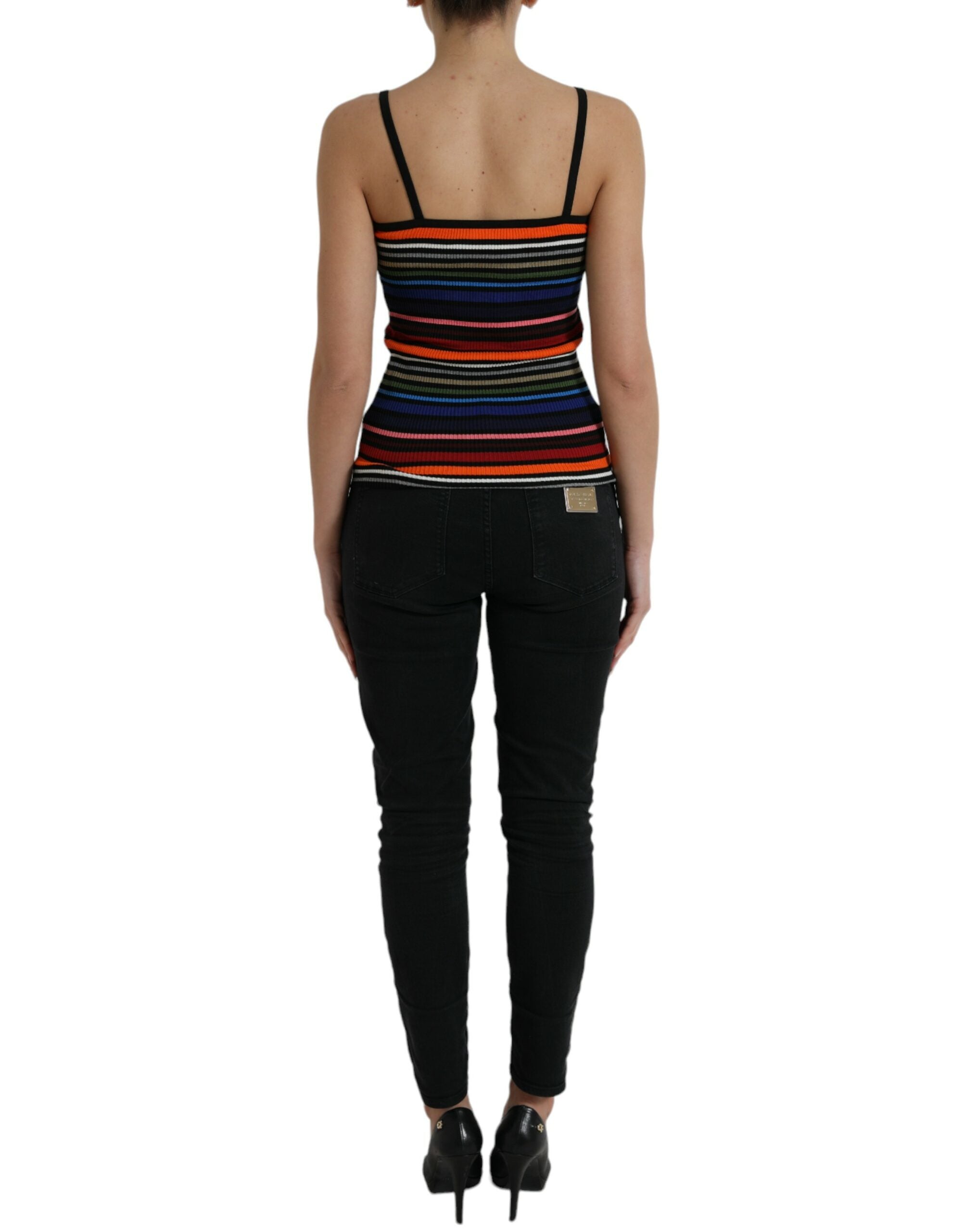 Tanktop met spaghettibandjes en veelkleurige strepen