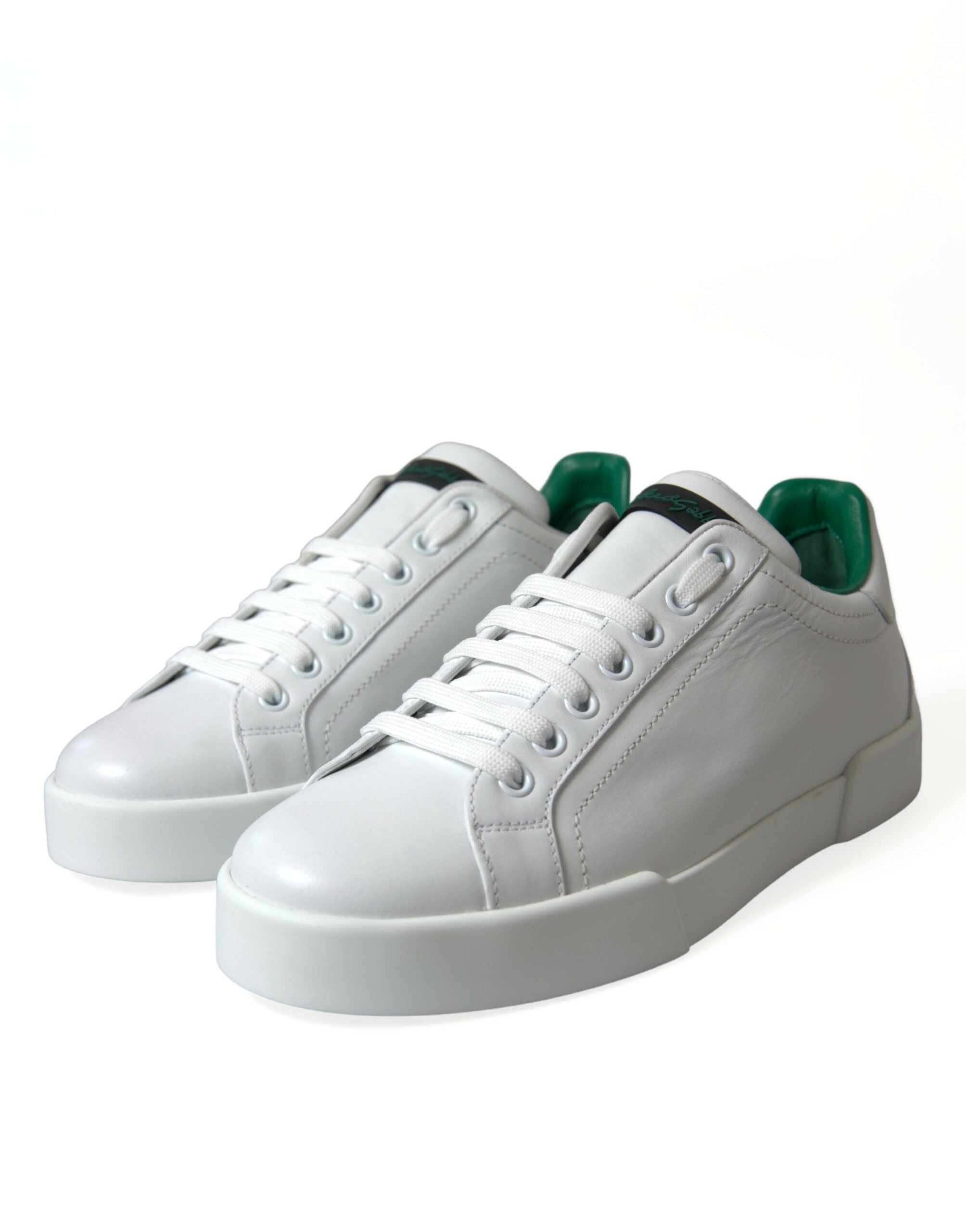 Witte groene leren Portofino sneakers