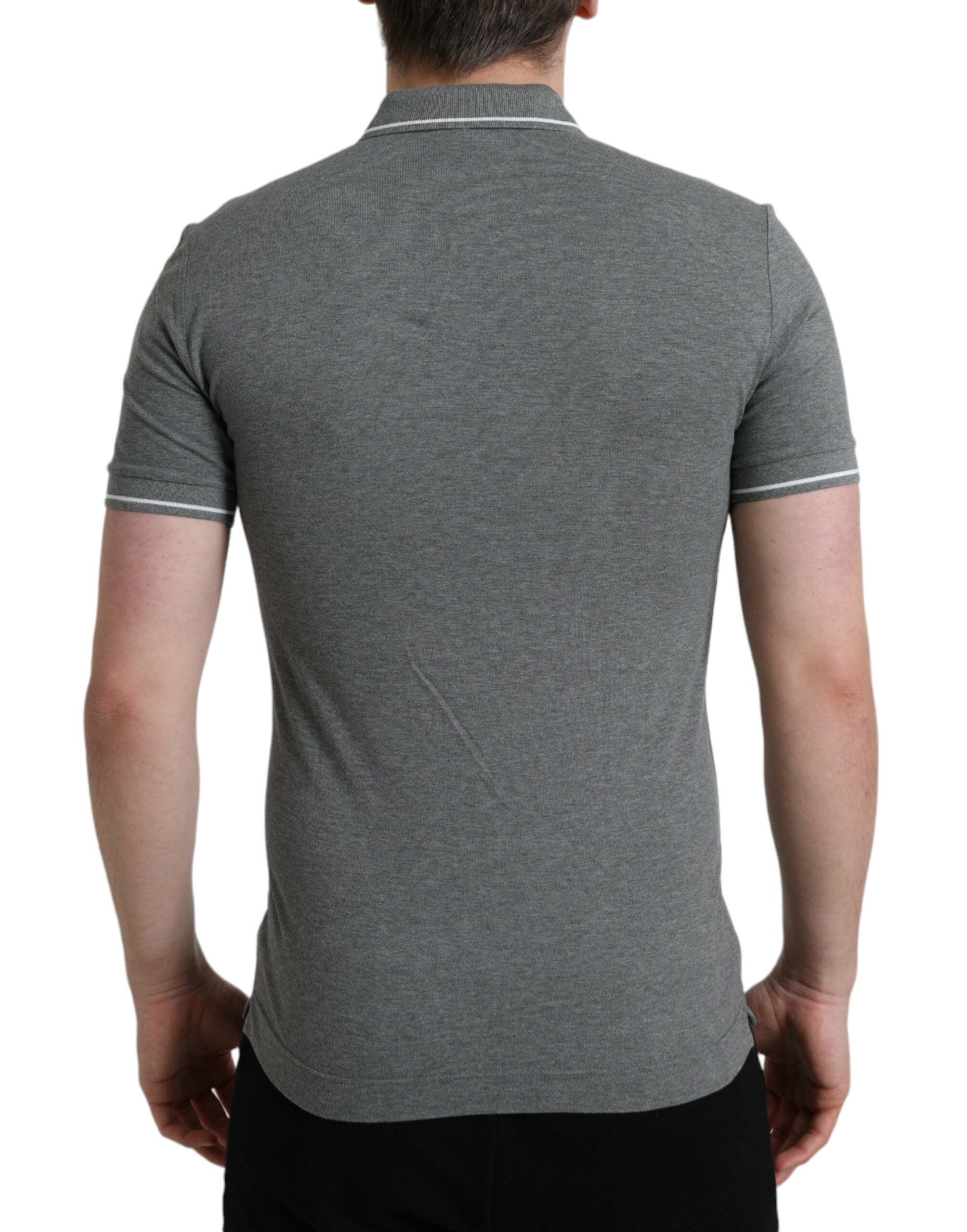 Grijs kraag T-shirt met korte mouwen en kroon