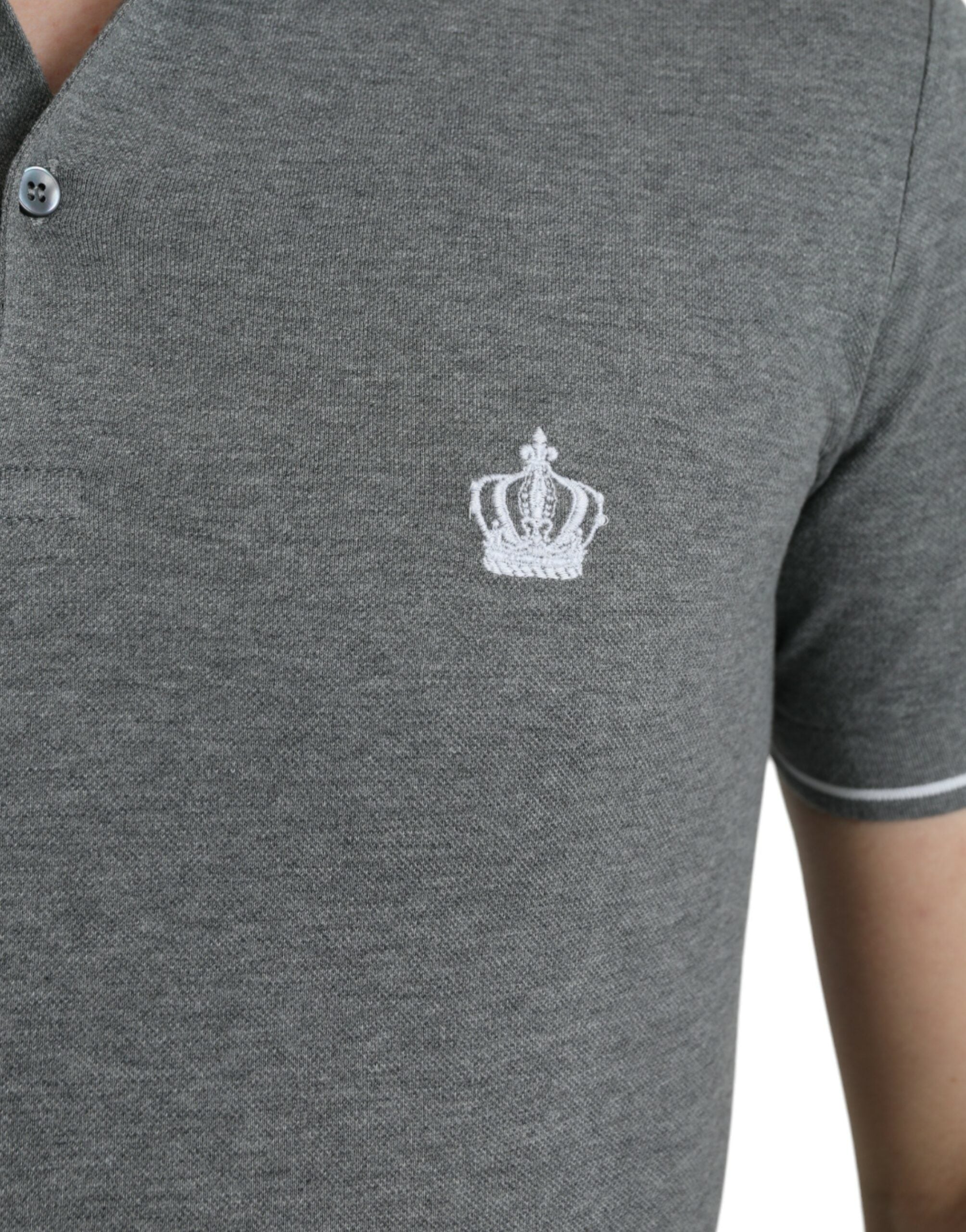 Grijs kraag T-shirt met korte mouwen en kroon