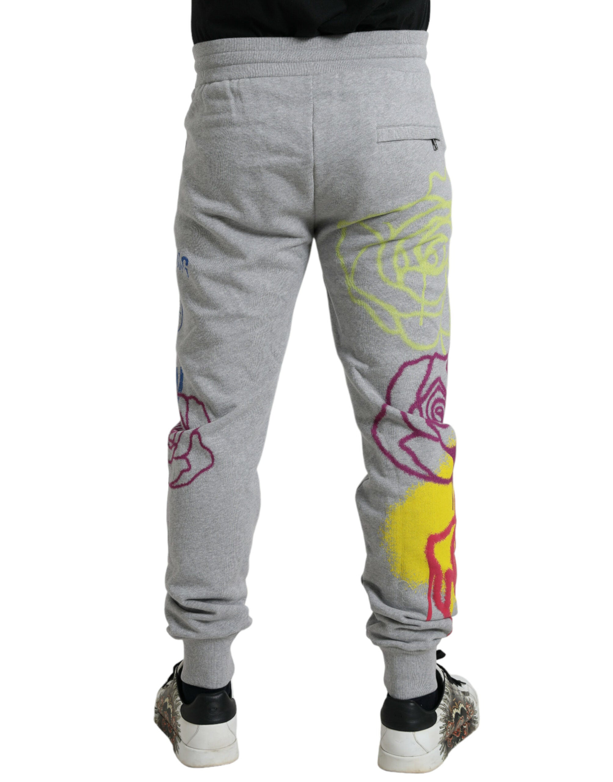 Grijze katoenen graffiti joggingbroek