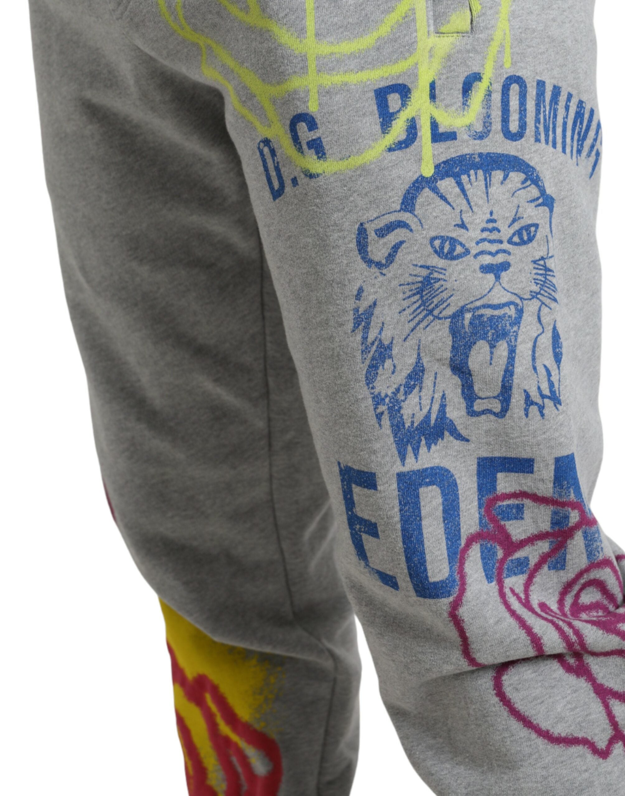 Grijze katoenen graffiti joggingbroek